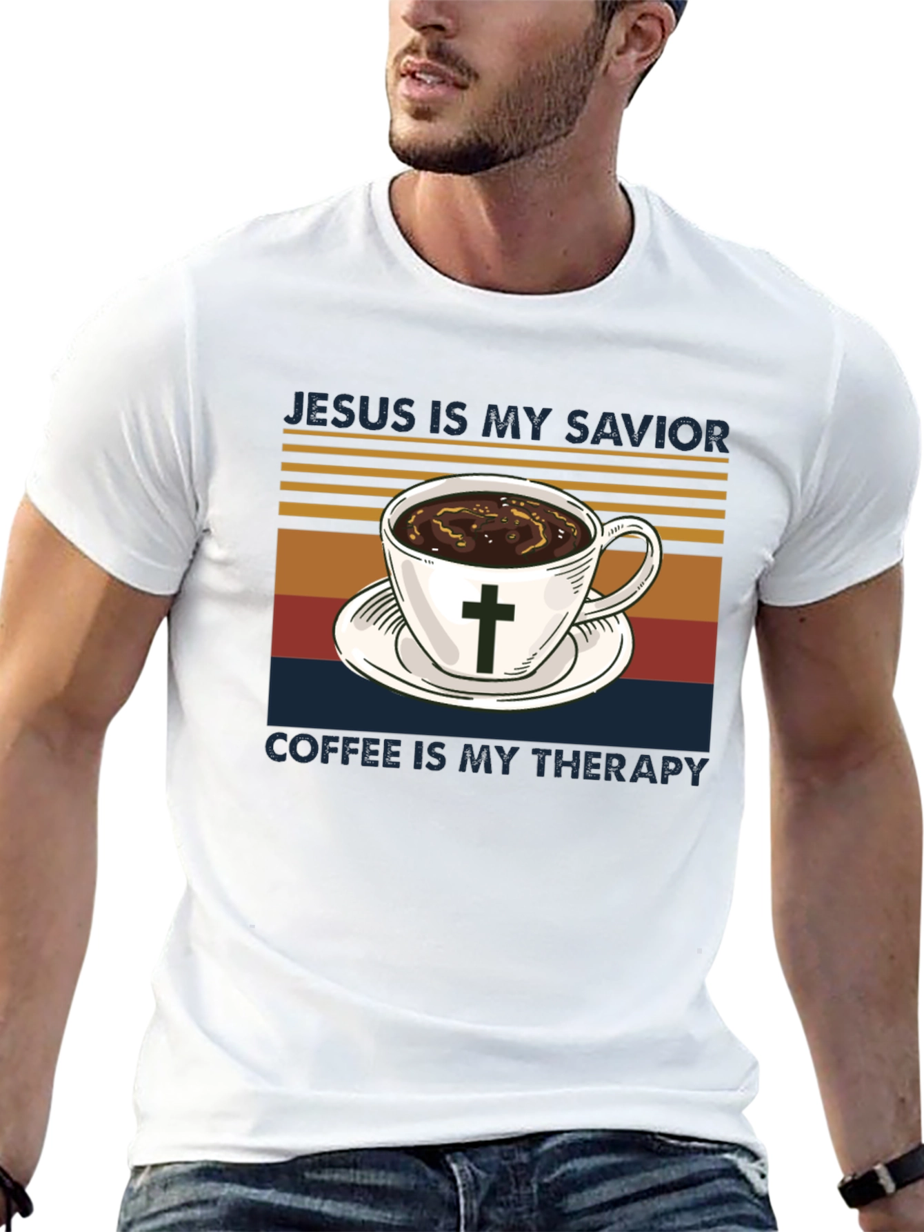 Jesus Is My Savior Coffee Is My Therapy T-Shirt - 13