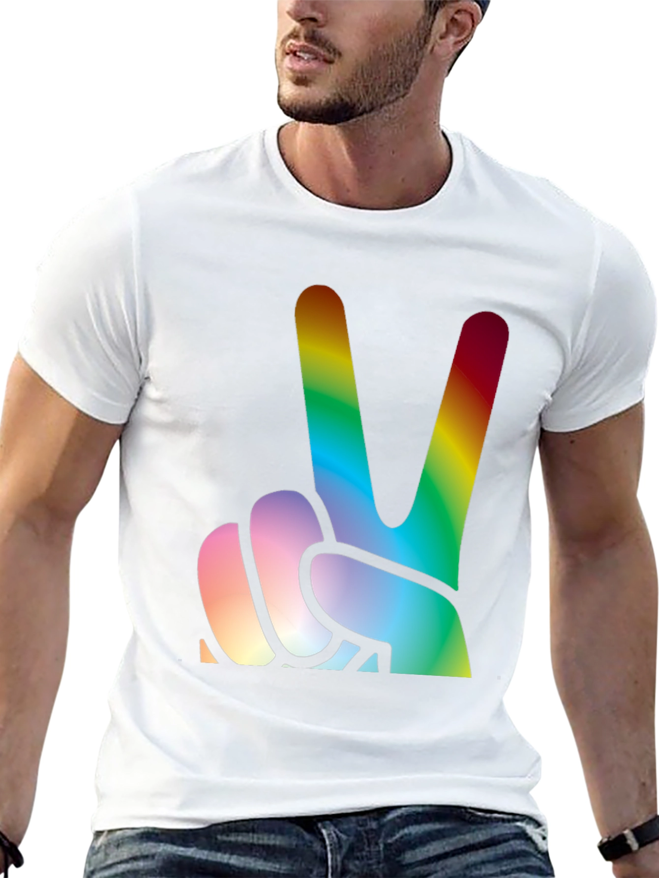 Black Rainbow Peace Sign Graphic Tee view 13