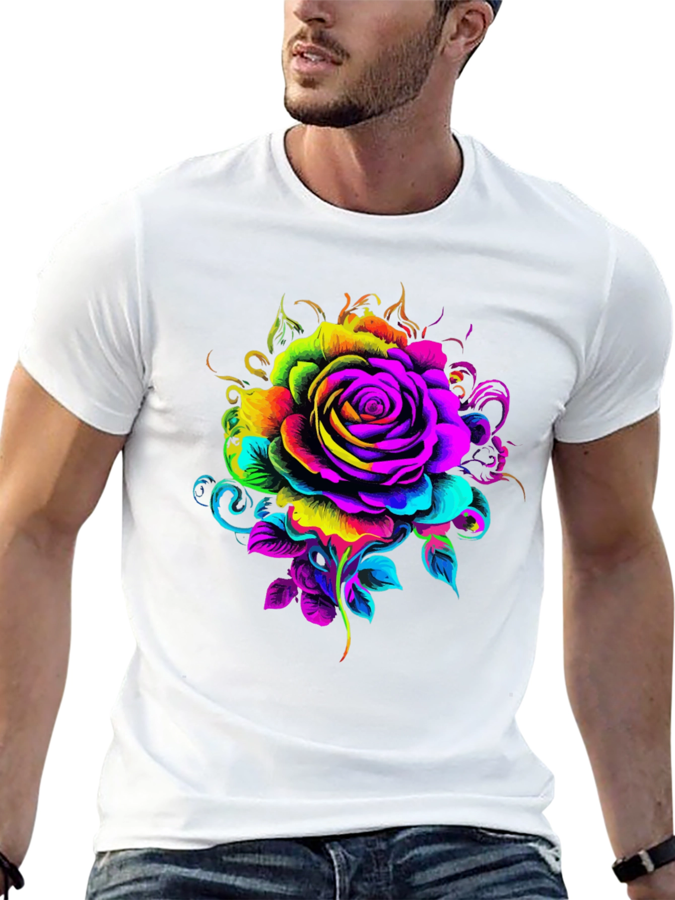Black Vibrant Rose Graphic T-Shirt - Black view 13