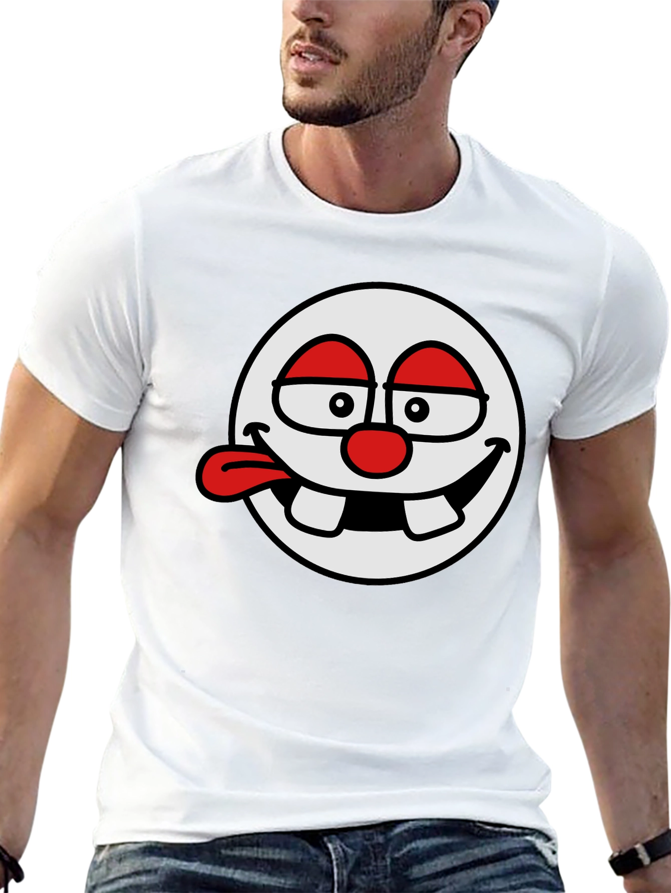 Black Funny Cartoon Face Black T-Shirt view 13