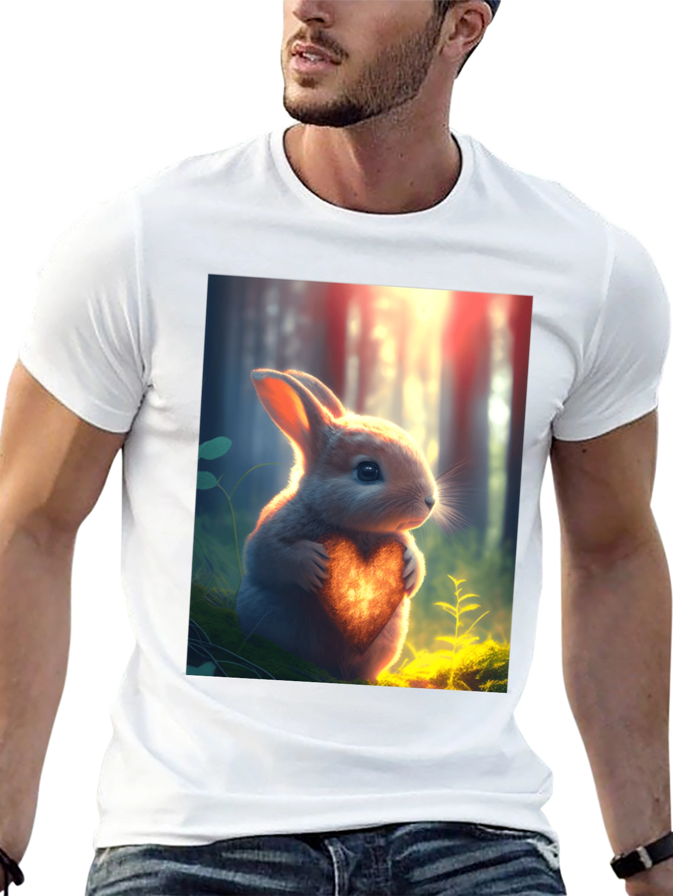 Black Heartfelt Bunny Graphic Tee - Soft Black Cotton view 13