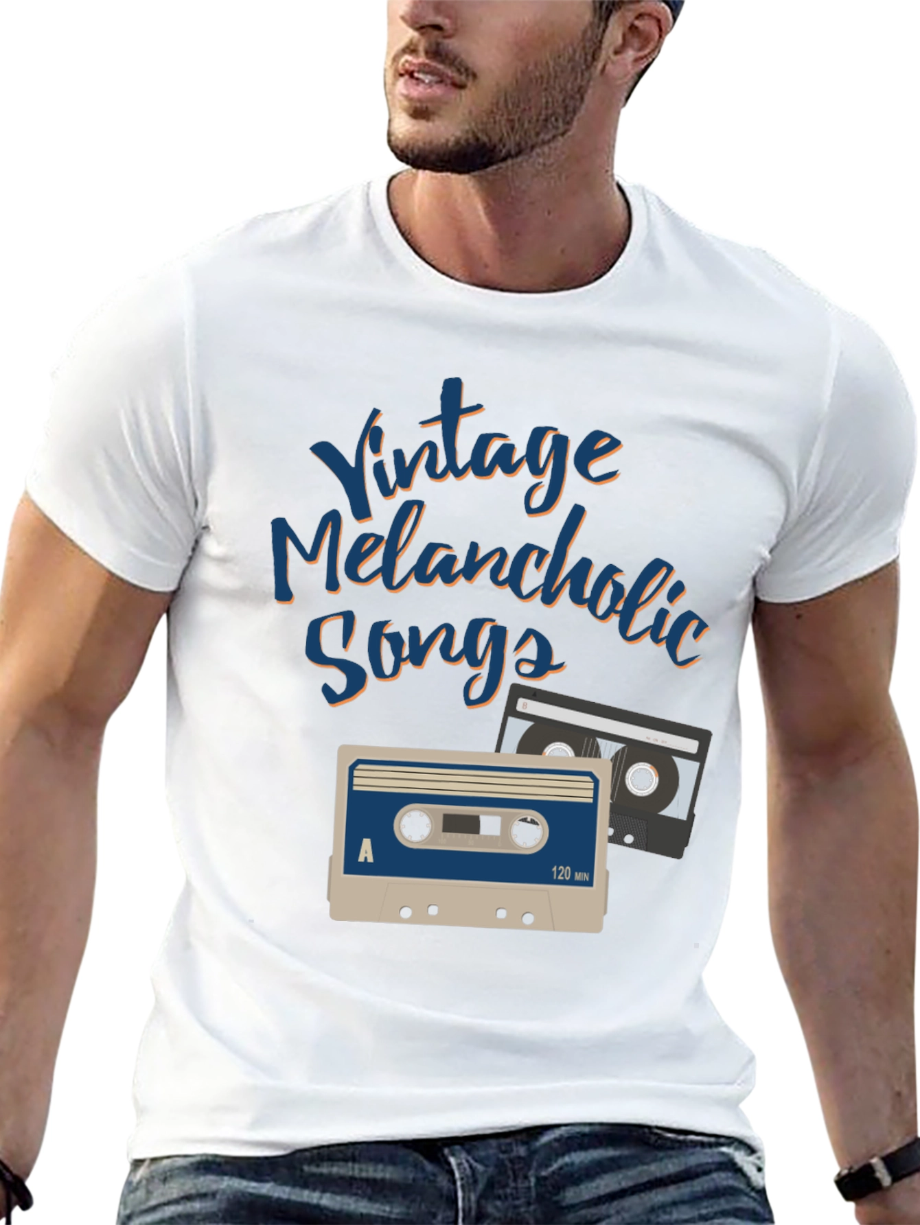 Black Vintage Melancholic Songs Graphic Tee view 13
