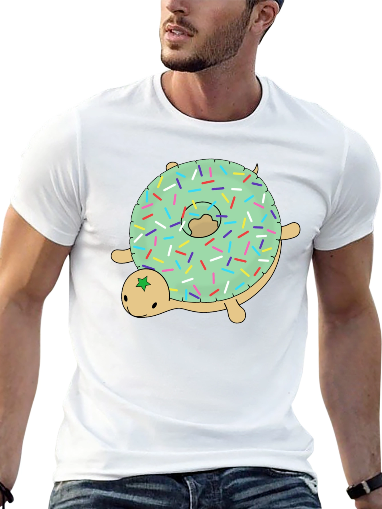 Black Donut Turtle Graphic Tee - Fun Novelty Shirt view 13