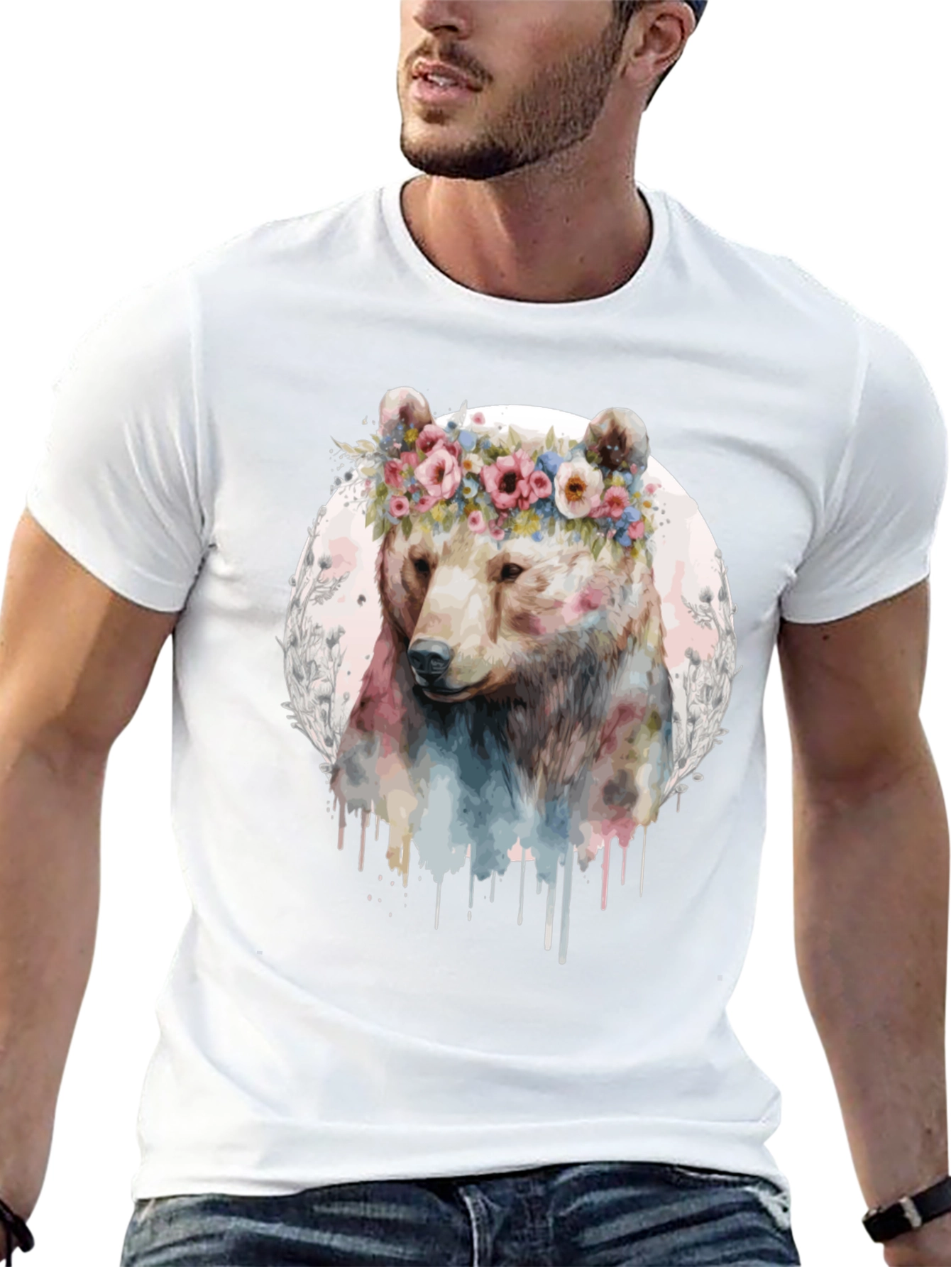 Black Bear with Flower Crown Graphic Tee view 13