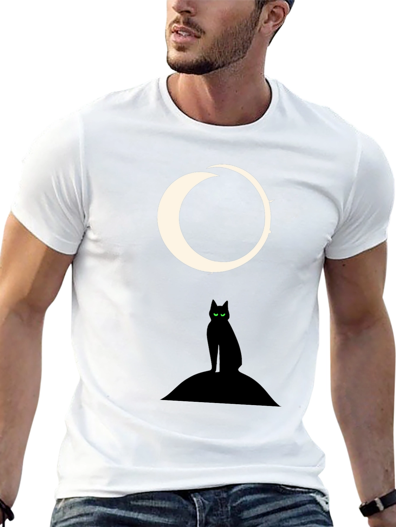 Black Black Cat Moon Graphic Tee view 13