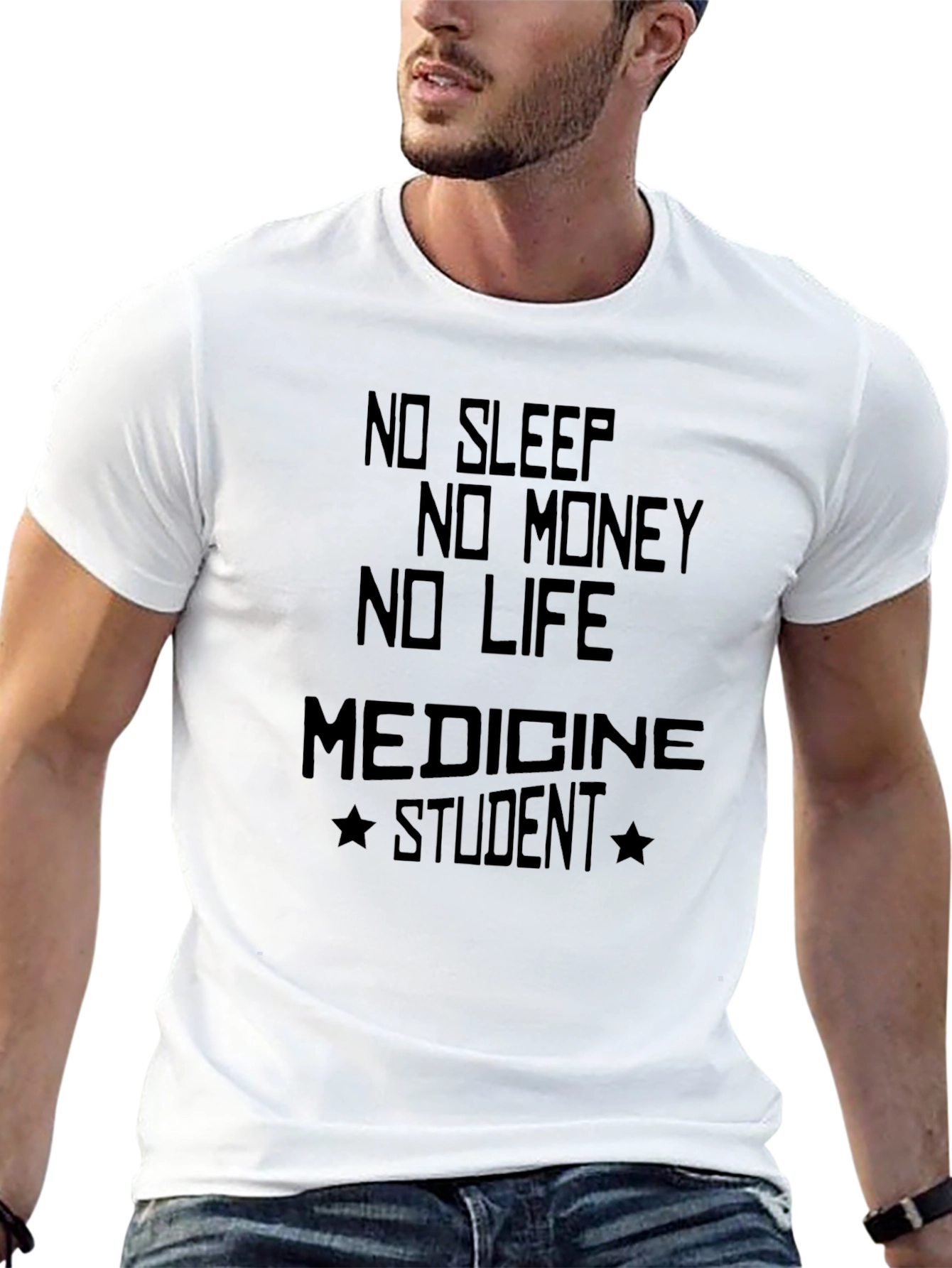 Black No Sleep Medicine Student Funny Graphic T-Shirt view 13