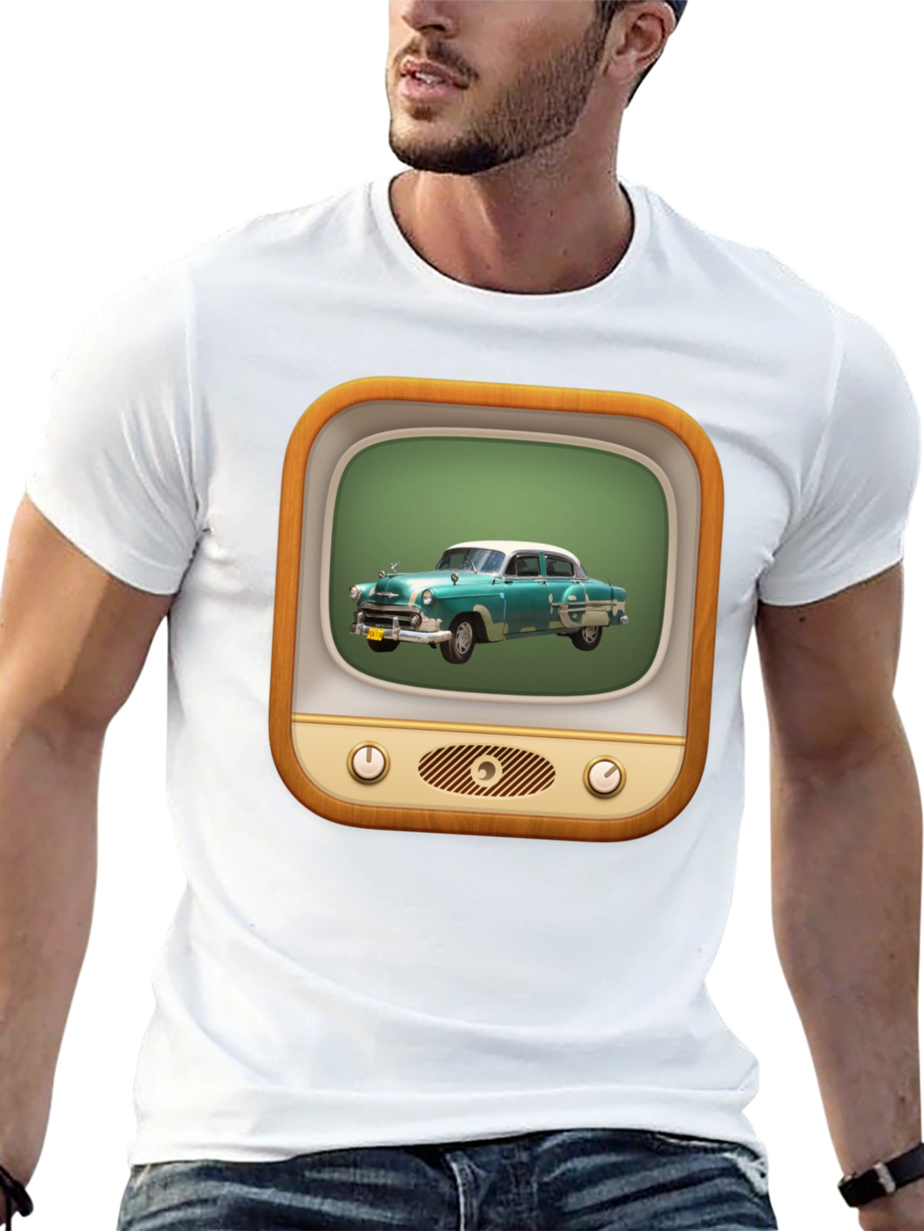 Black Retro Car TV Graphic Black T-Shirt view 13