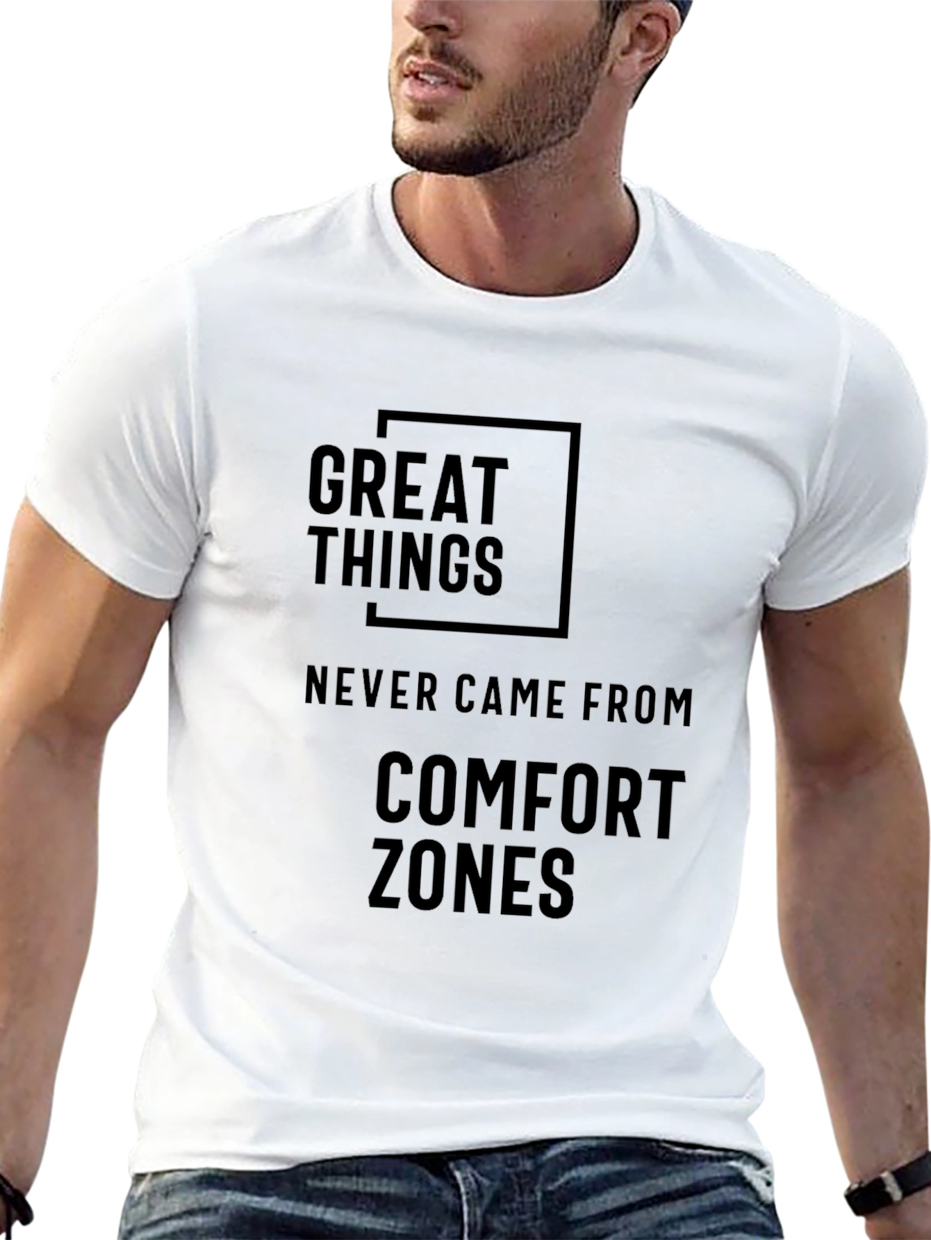 Black Great Things T-Shirt - Comfort Zone Motivational Tee view 13