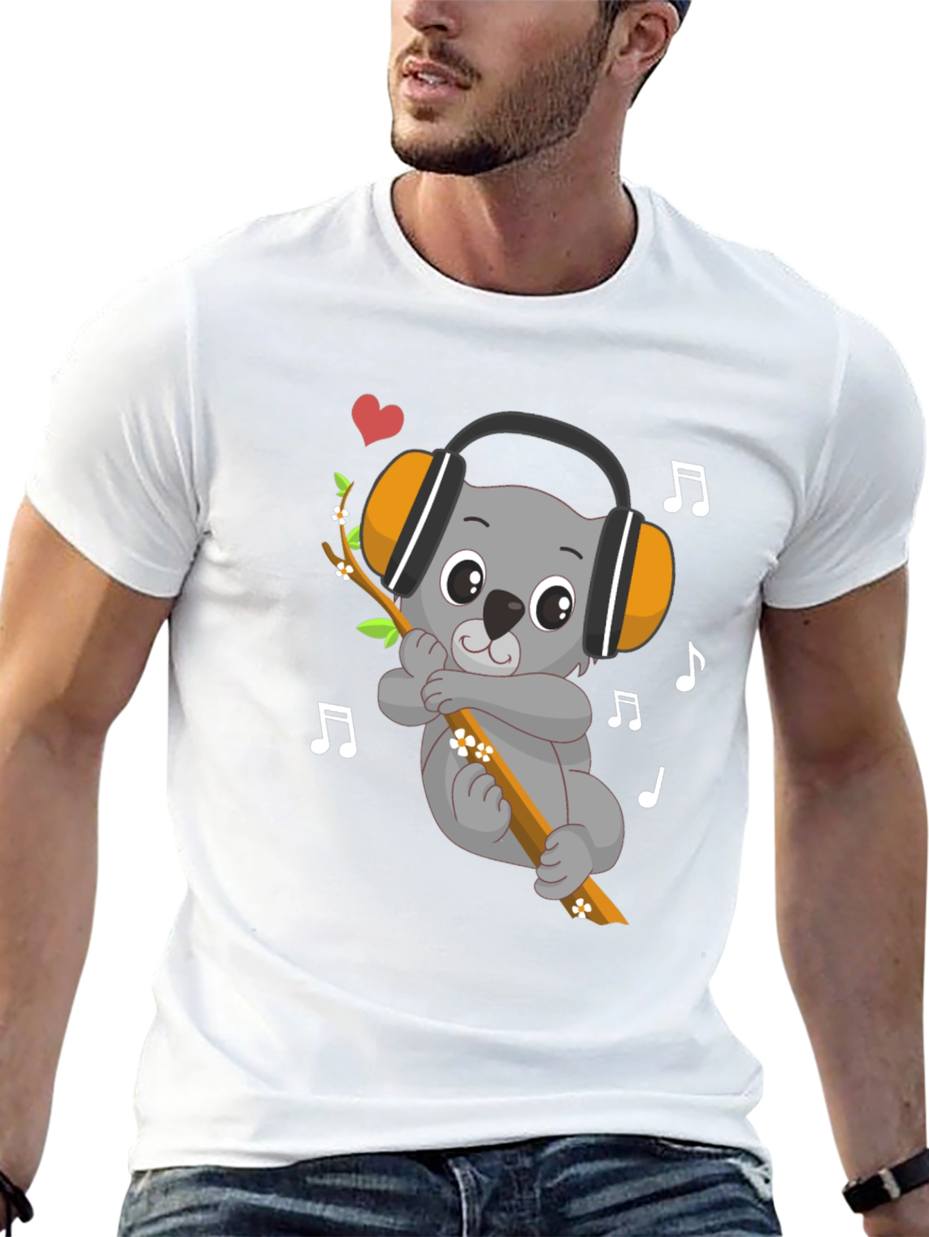 Black Cute Koala Music Lover Graphic Tee view 13