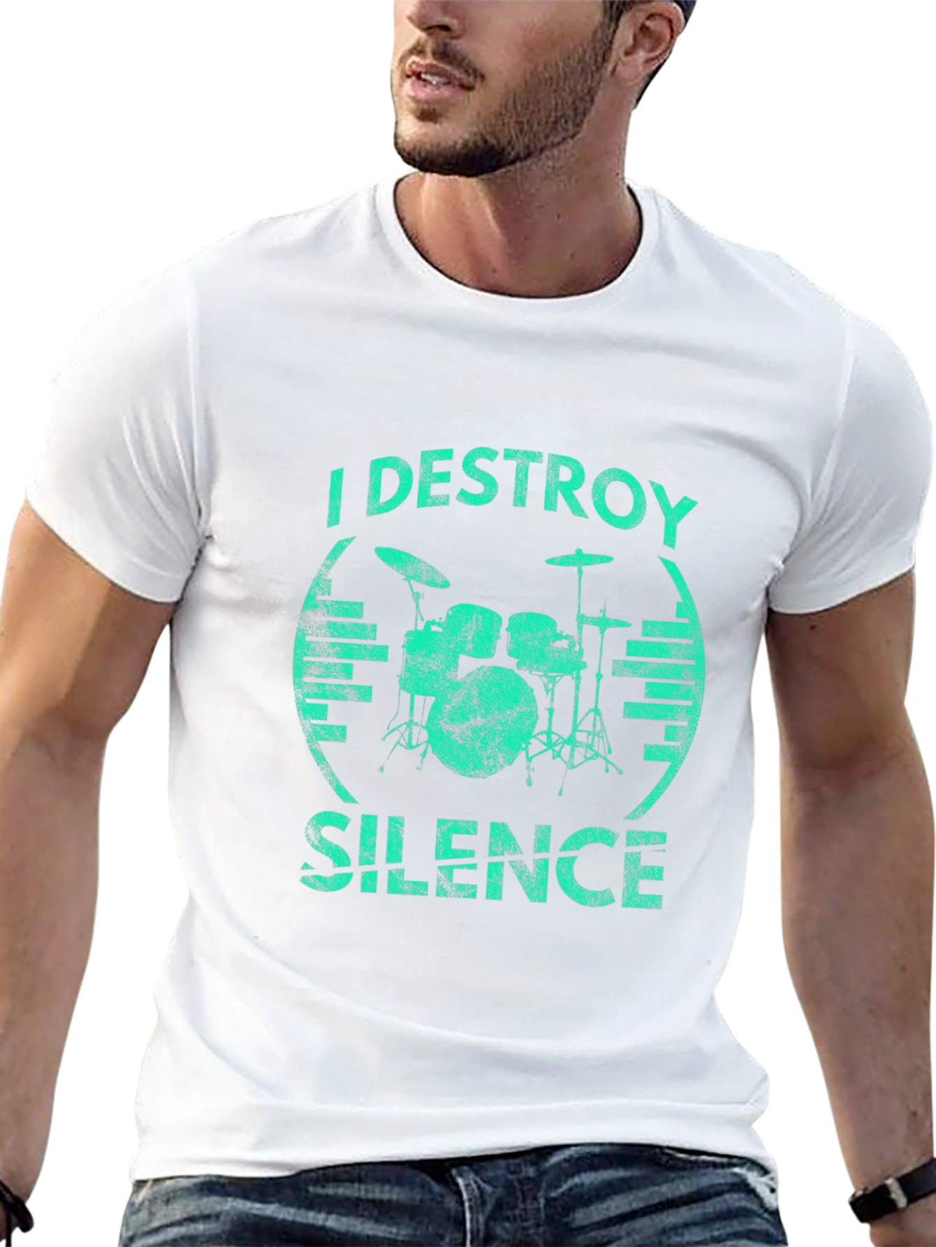 Black I Destroy Silence Drummer T-Shirt - Black view 13