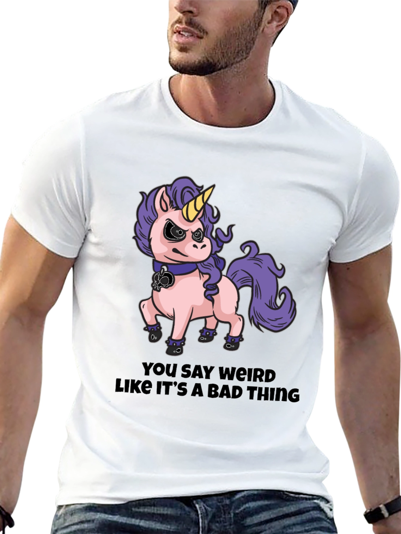 Black Funny Unicorn T-Shirt - You Say Weird view 13