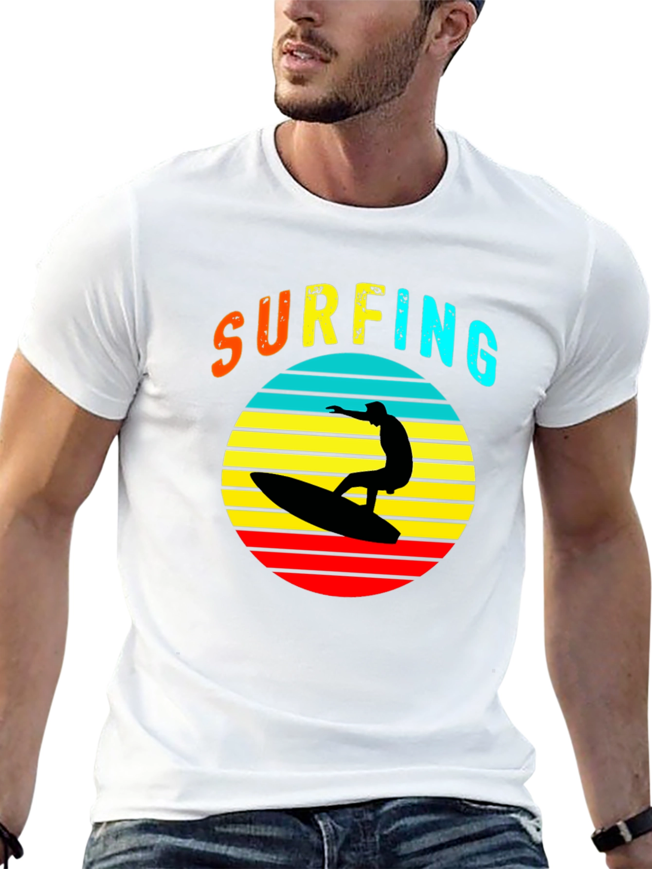 Black Retro Surfing T-Shirt - Vintage Style Tee view 13