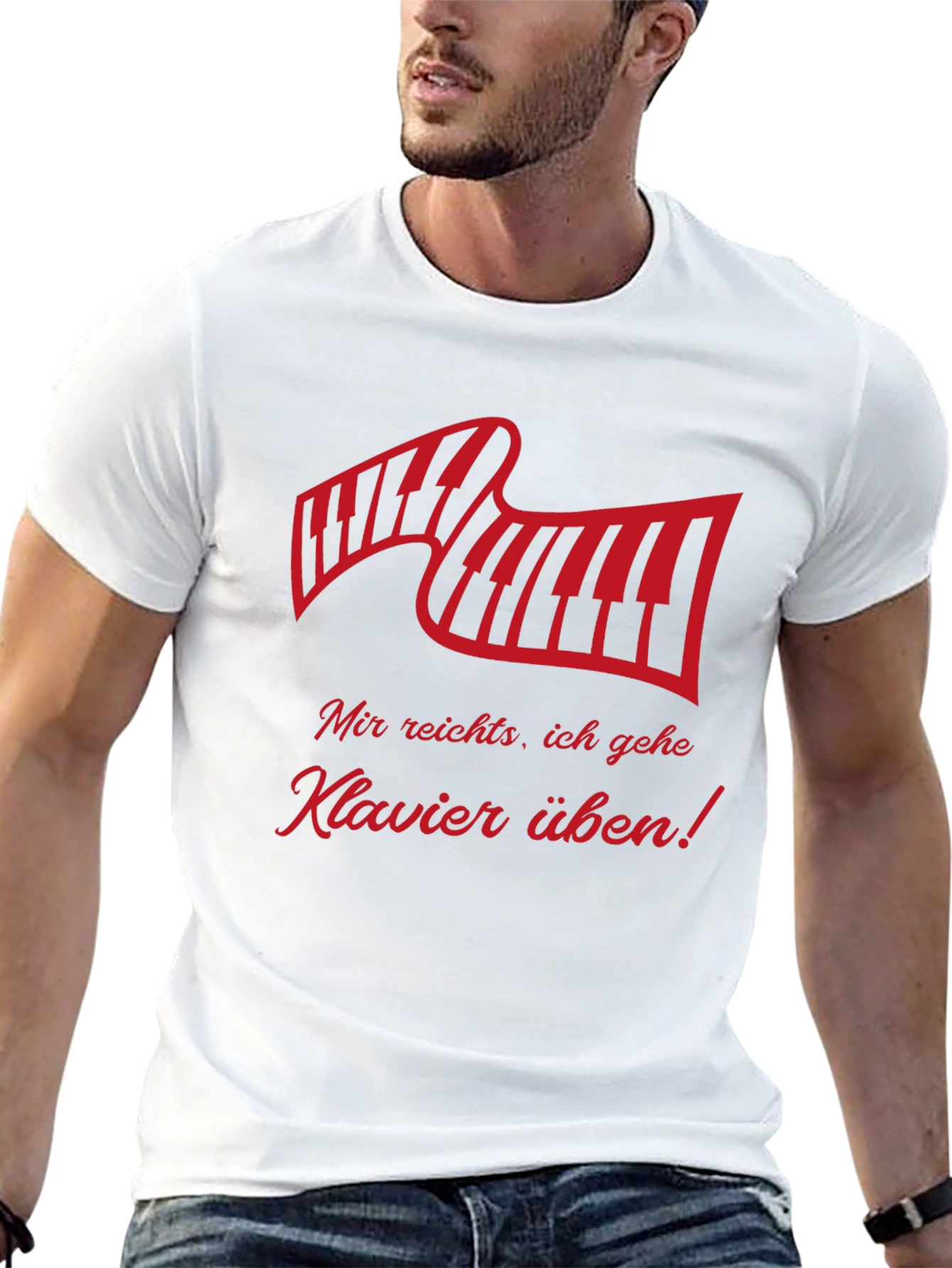 Black Piano Keys Graphic T-Shirt - 'Mir reichts, ich gehe Klavier uben!' view 13