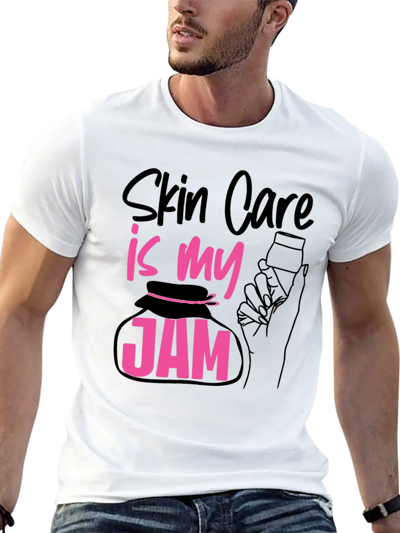 Black Skin Care Is My Jam T-Shirt - Black Cotton Tee view 13