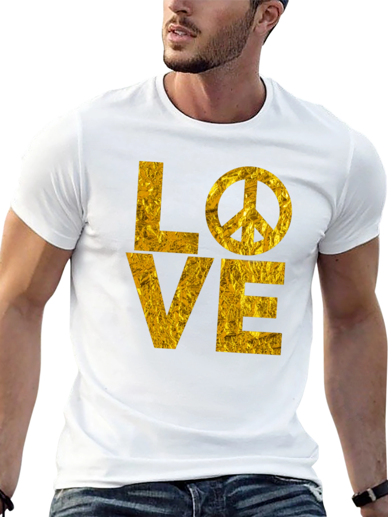 Black LOVE Peace Sign Graphic T-Shirt view 13