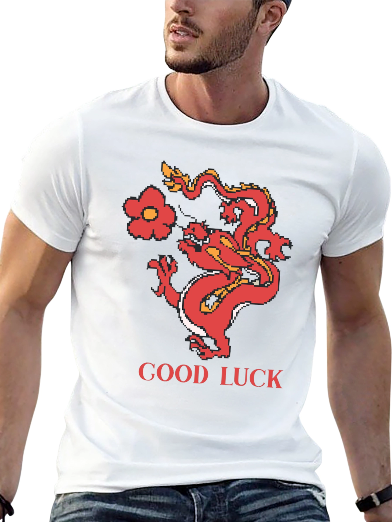 Black Good Luck Dragon Graphic Tee - Retro Style view 13