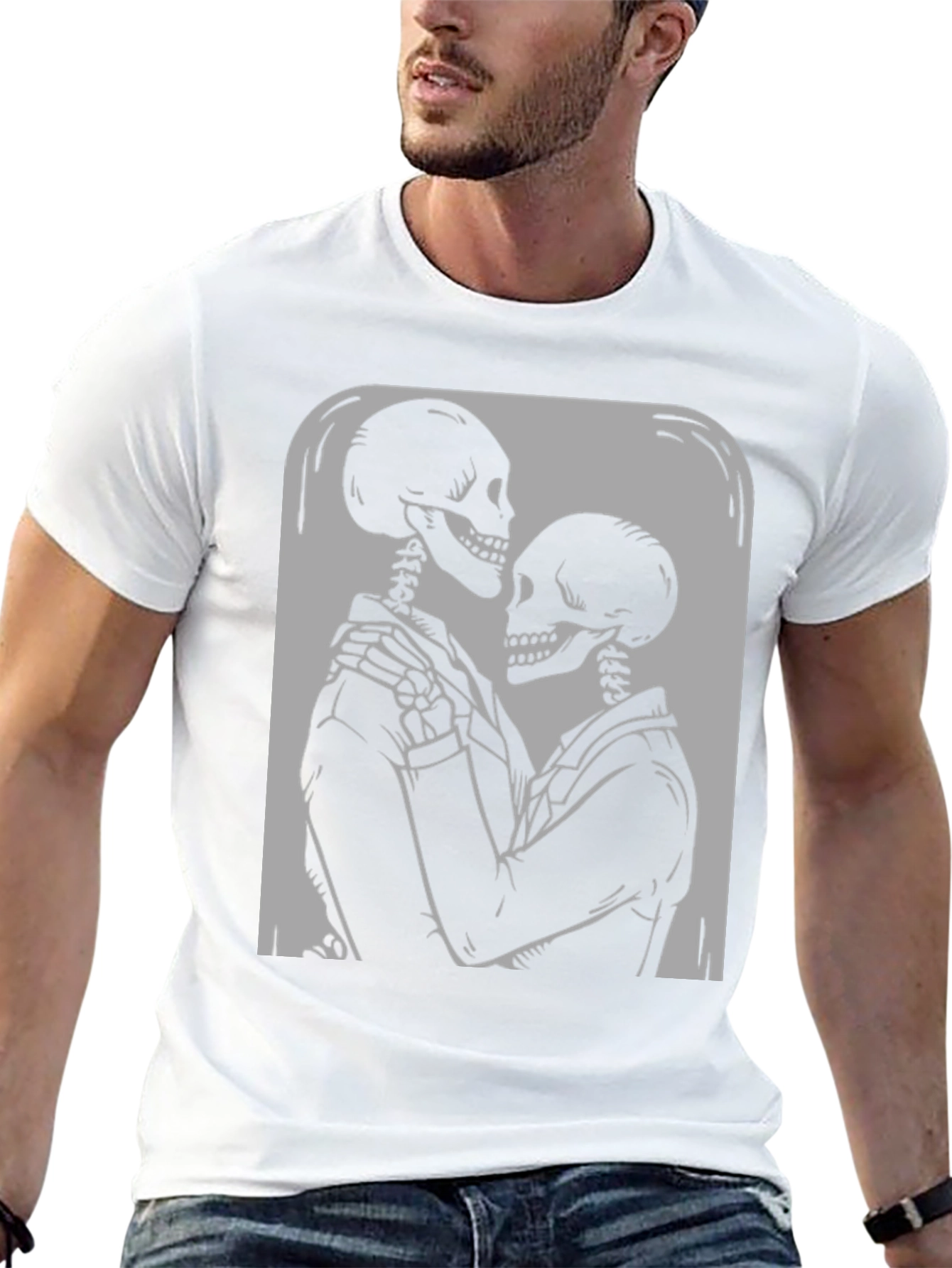 Black Skeleton Couple Graphic Tee - Embrace the Afterlife! view 13