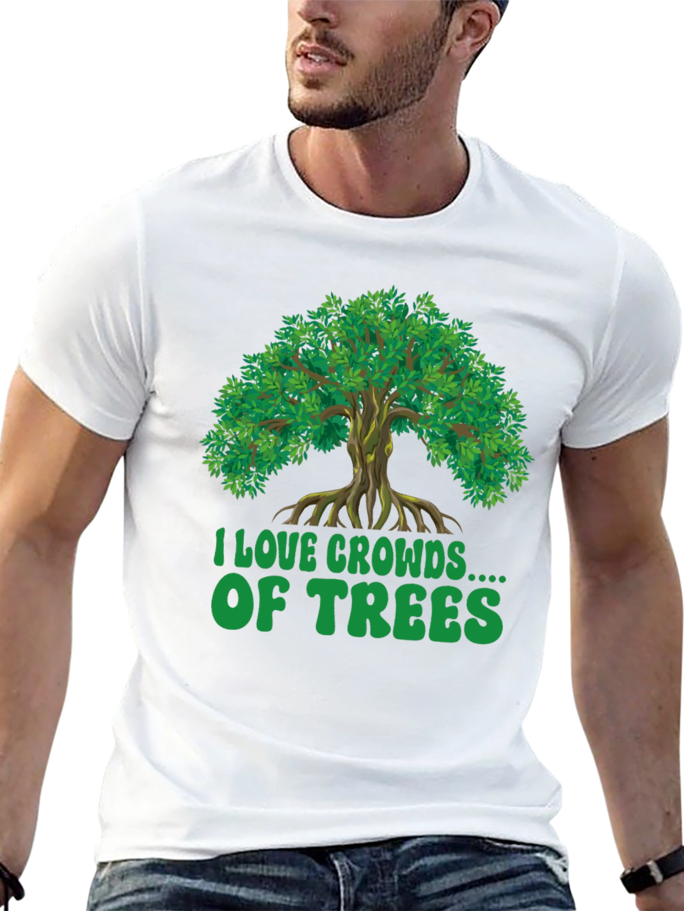 Black I Love Crowds of Trees Graphic T-Shirt view 13