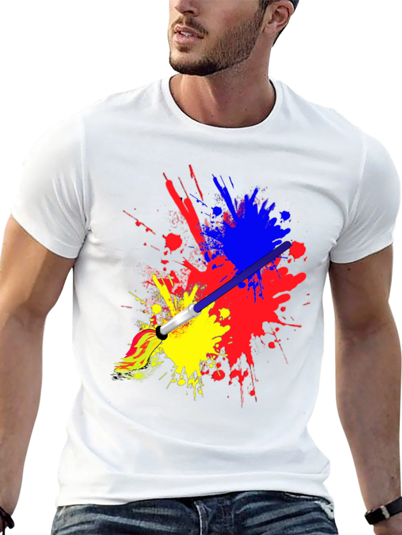 Black Paint Splatter Brush Stroke Graphic Tee view 13