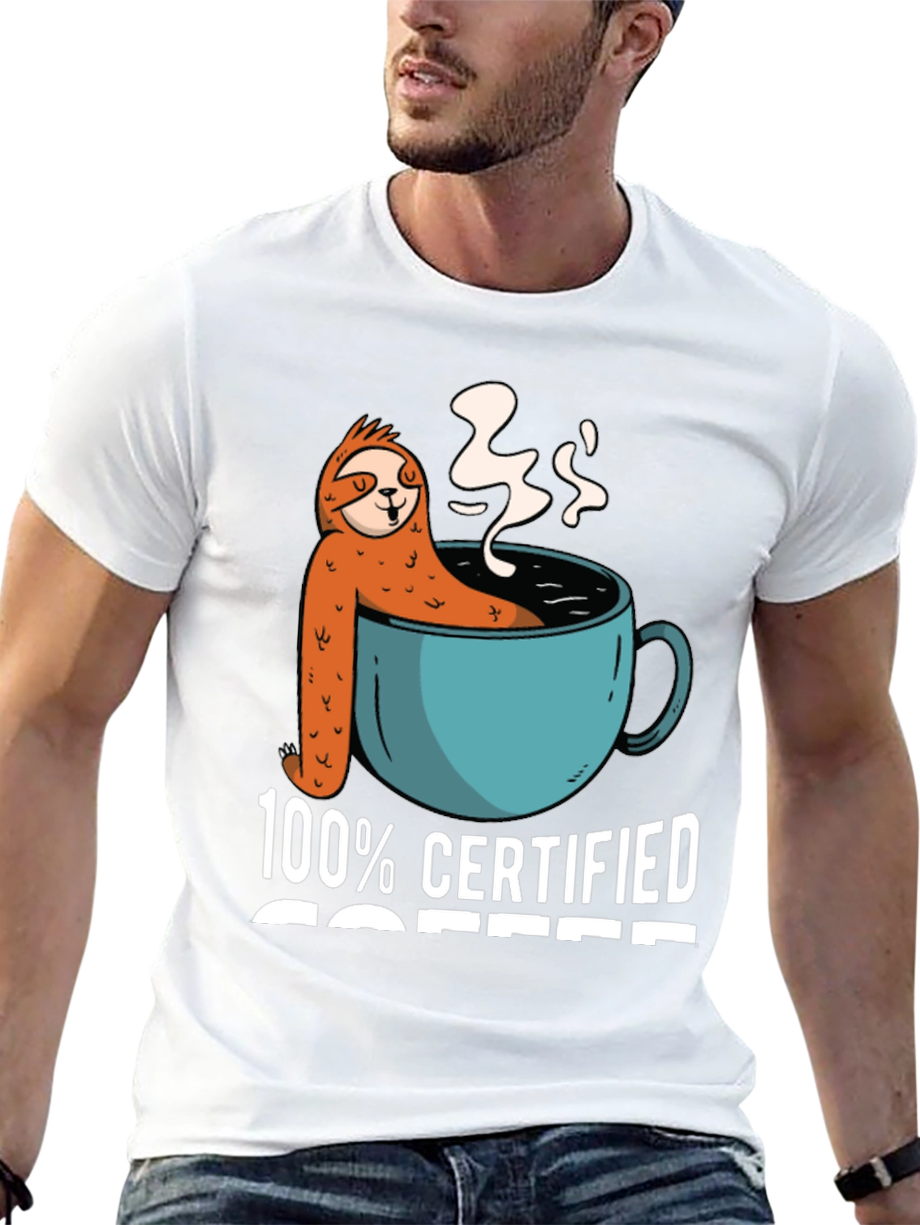 Black 100% Certified Coffee Sloth T-Shirt view 13