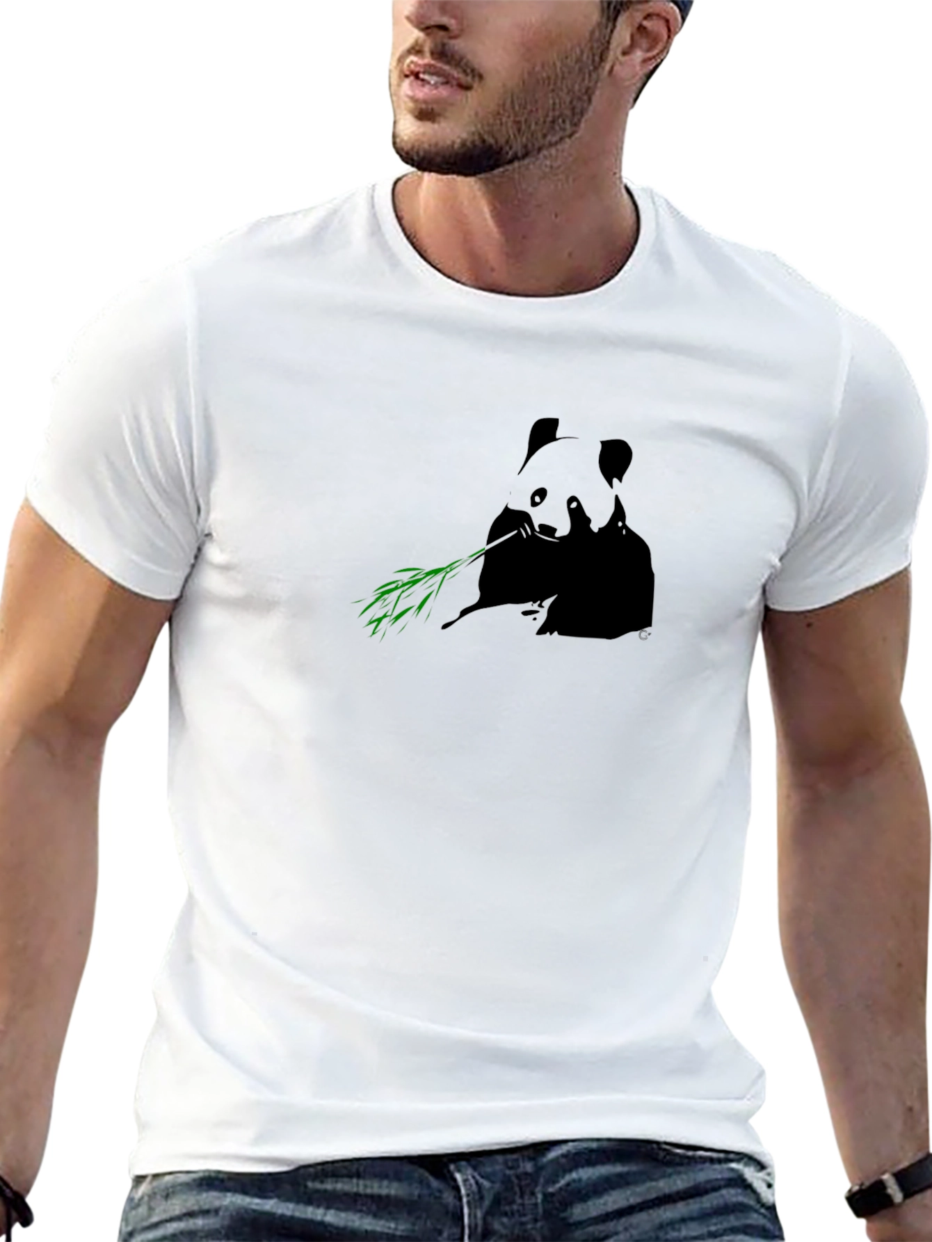 Black Panda Bamboo Graphic Tee - Black Casual T-Shirt view 13