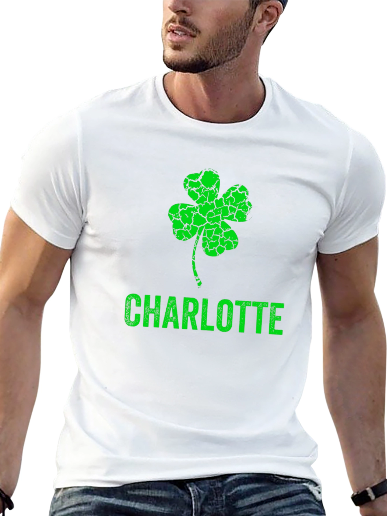 Black St. Patrick's Day Charlotte Shamrock T-Shirt view 13