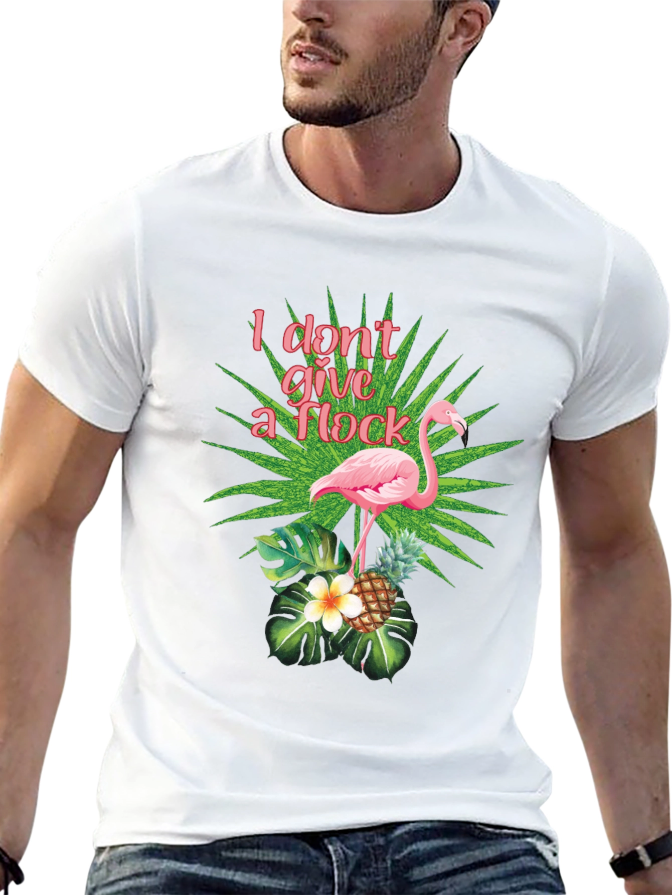 Black Tropical Flamingo T-Shirt - I Don't Give a Flock view 13