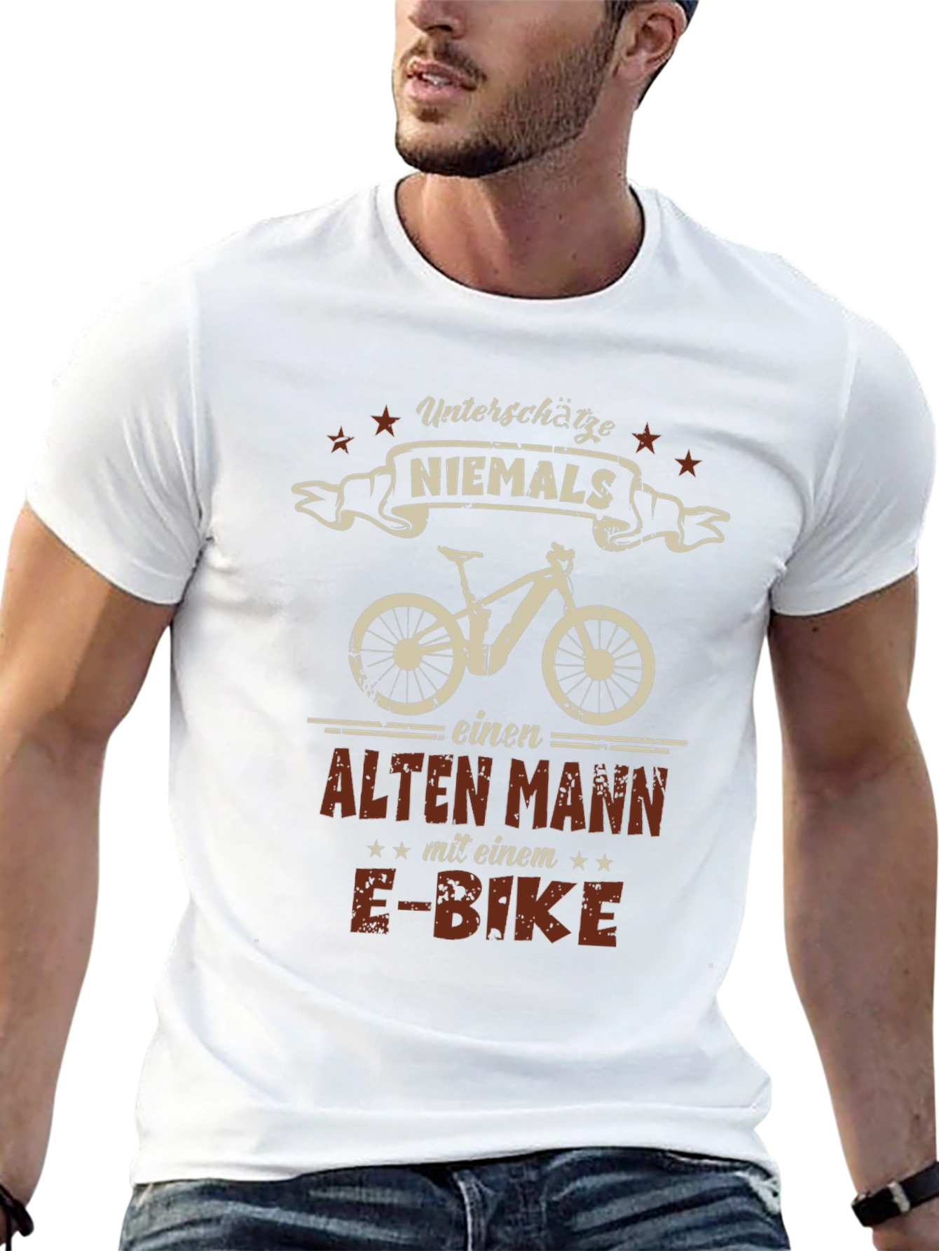 Black Funny German E-Bike Old Man T-Shirt view 13