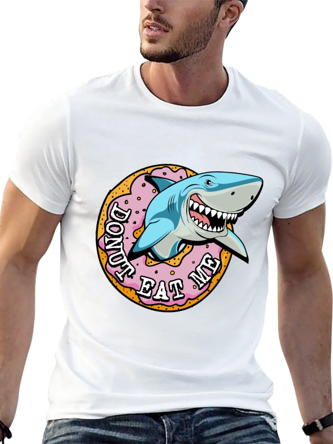Black Donut Eat Me Shark Graphic Tee view 13