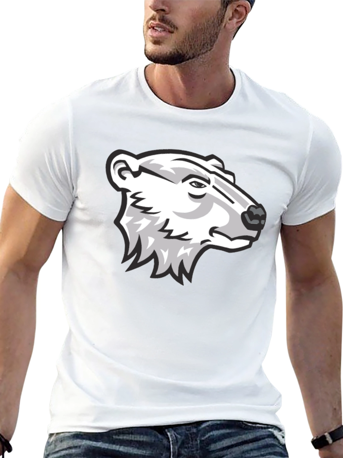 Black Cool Bear Graphic Black T-Shirt view 13