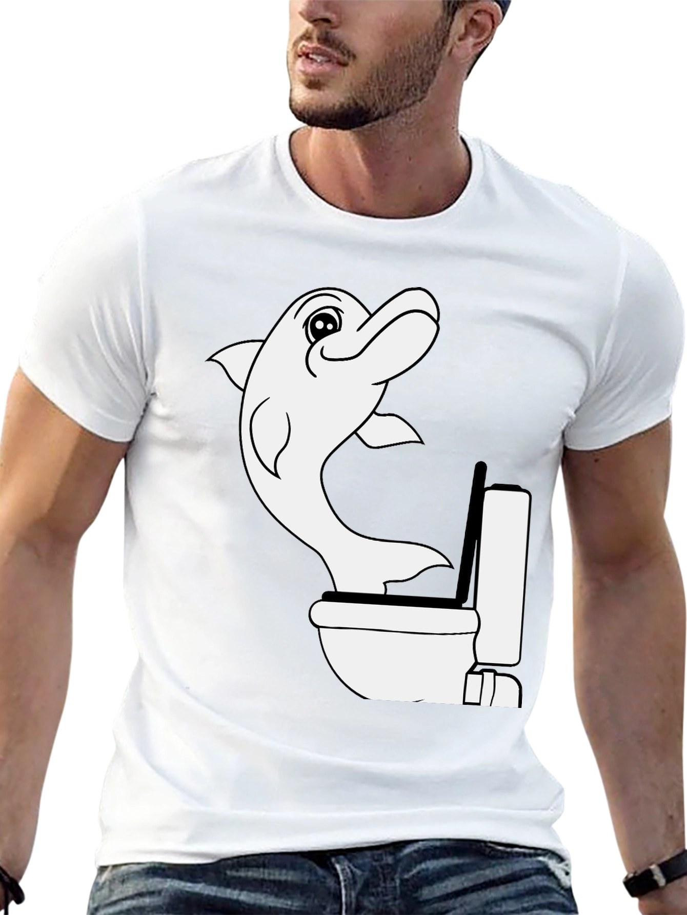 Black Dolphin Toilet Humor T-Shirt view 13