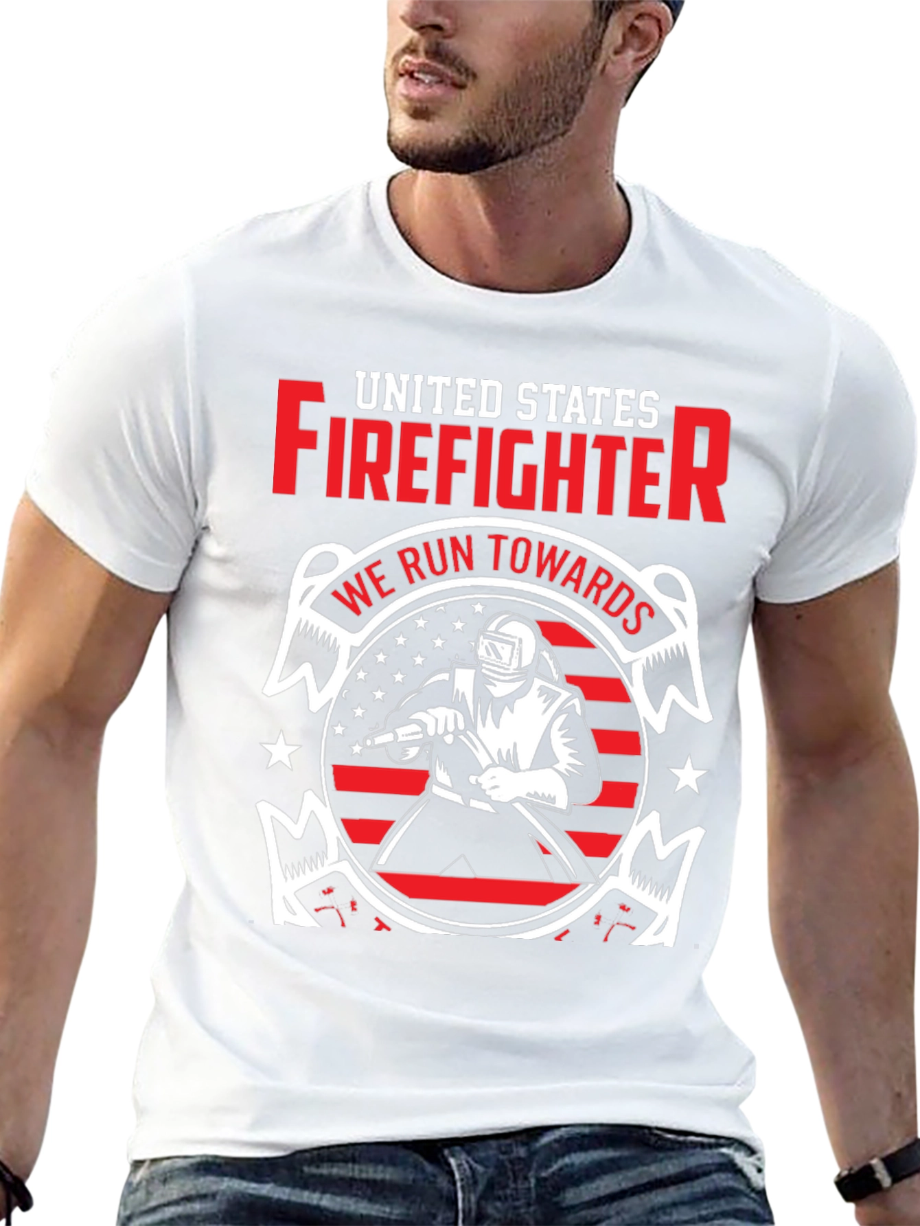 Black United States Firefighter Graphic T-Shirt view 13