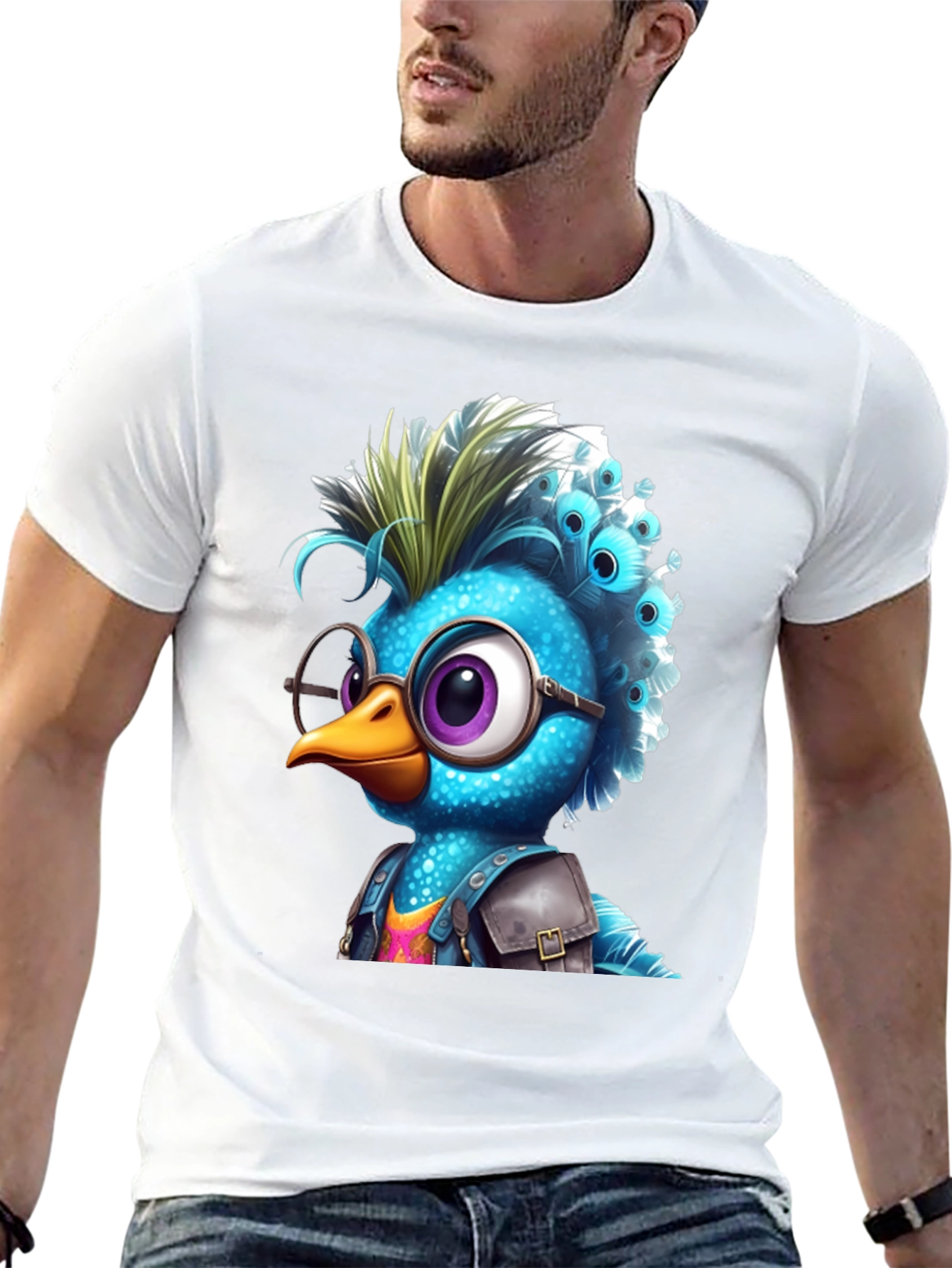 Black Cartoon Bird Graphic T-Shirt view 13