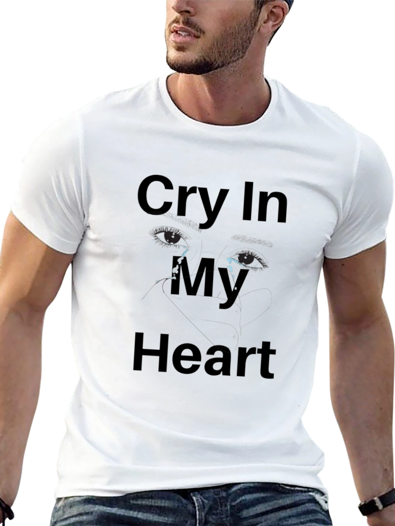 Black Cry In My Heart Graphic T-Shirt - Black view 13