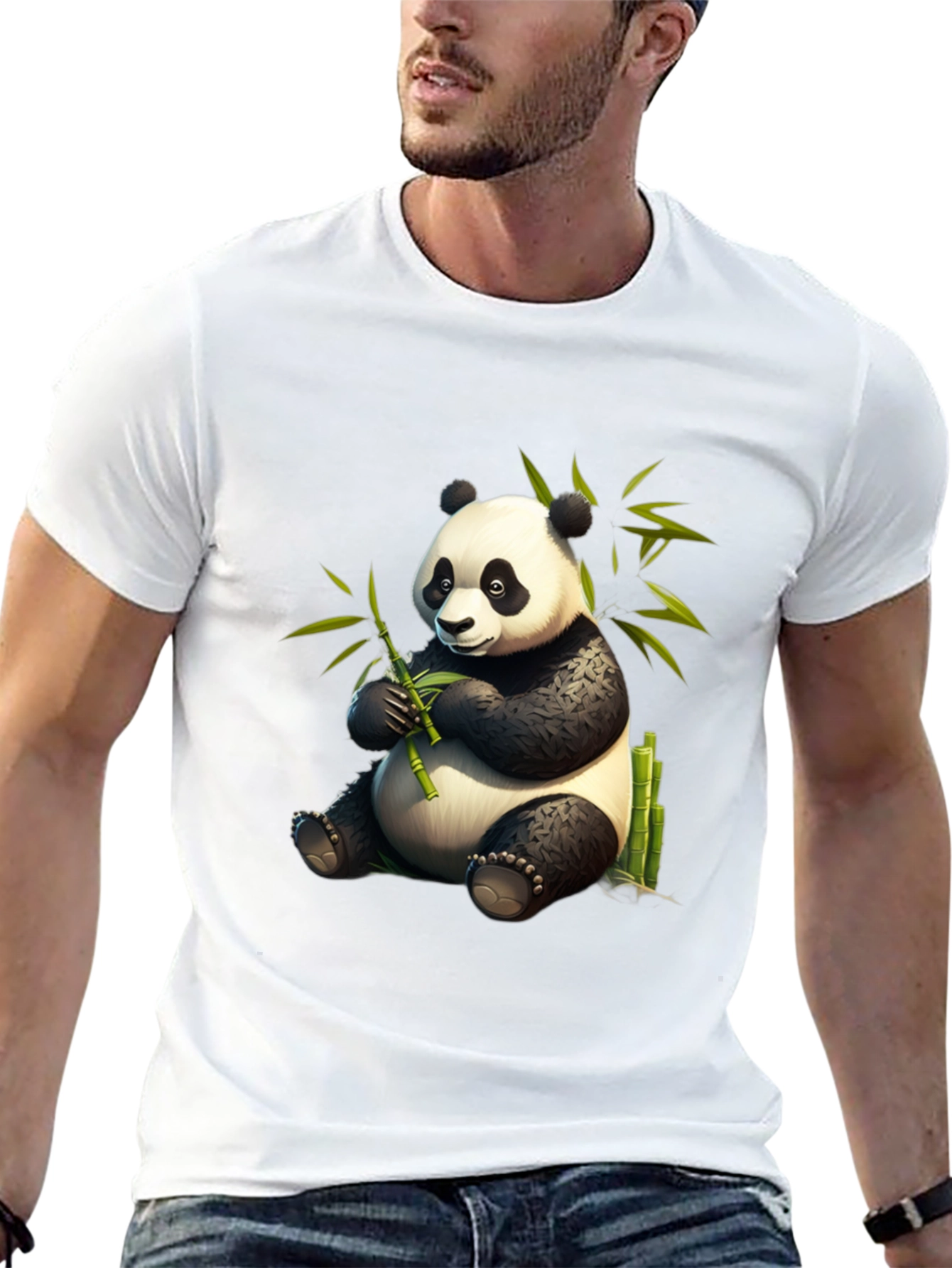 Black Panda Bamboo T-Shirt - Cute & Comfy Cotton Tee view 13