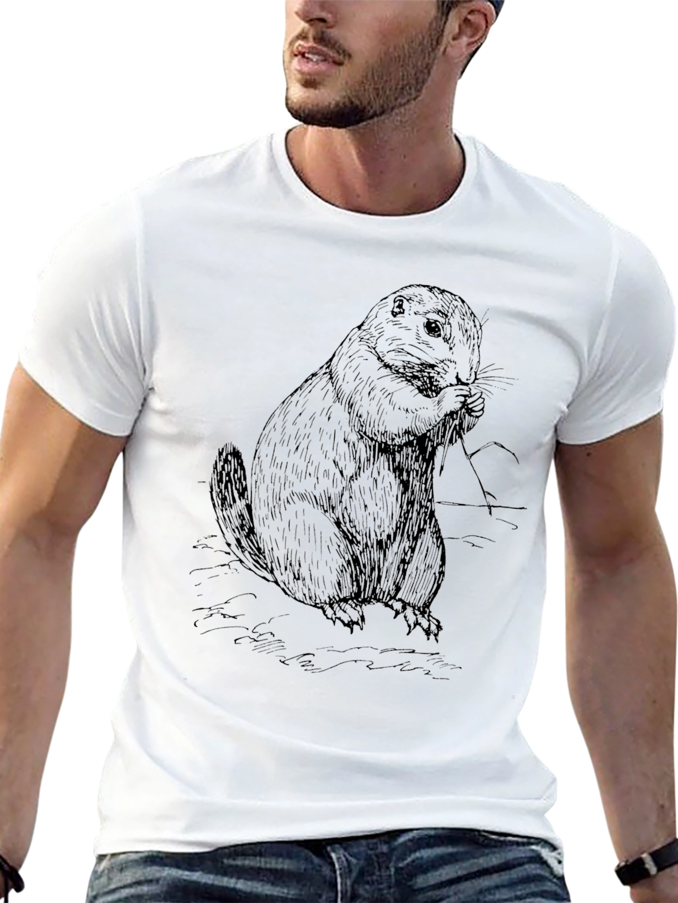 Black Groundhog Graphic Tee - Black Cotton Blend view 13