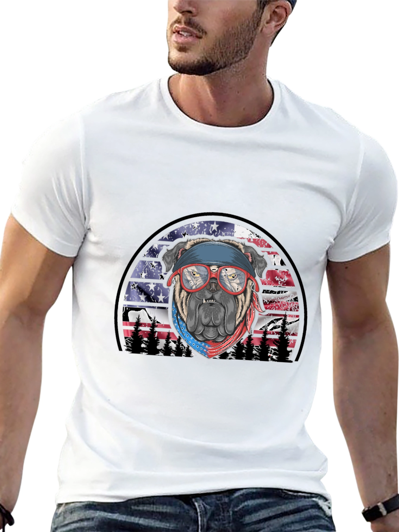 Black Patriotic Bulldog T-Shirt view 13