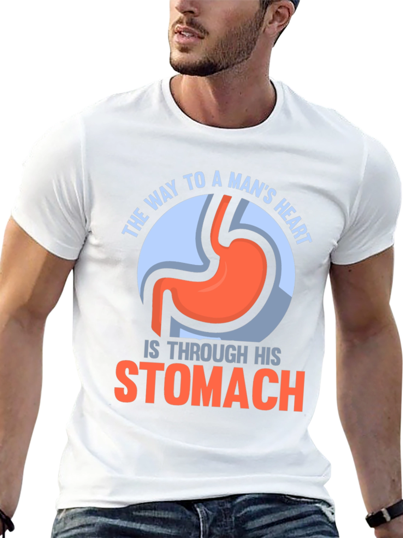 Black Funny Stomach T-Shirt - Way To A Man's Heart view 13
