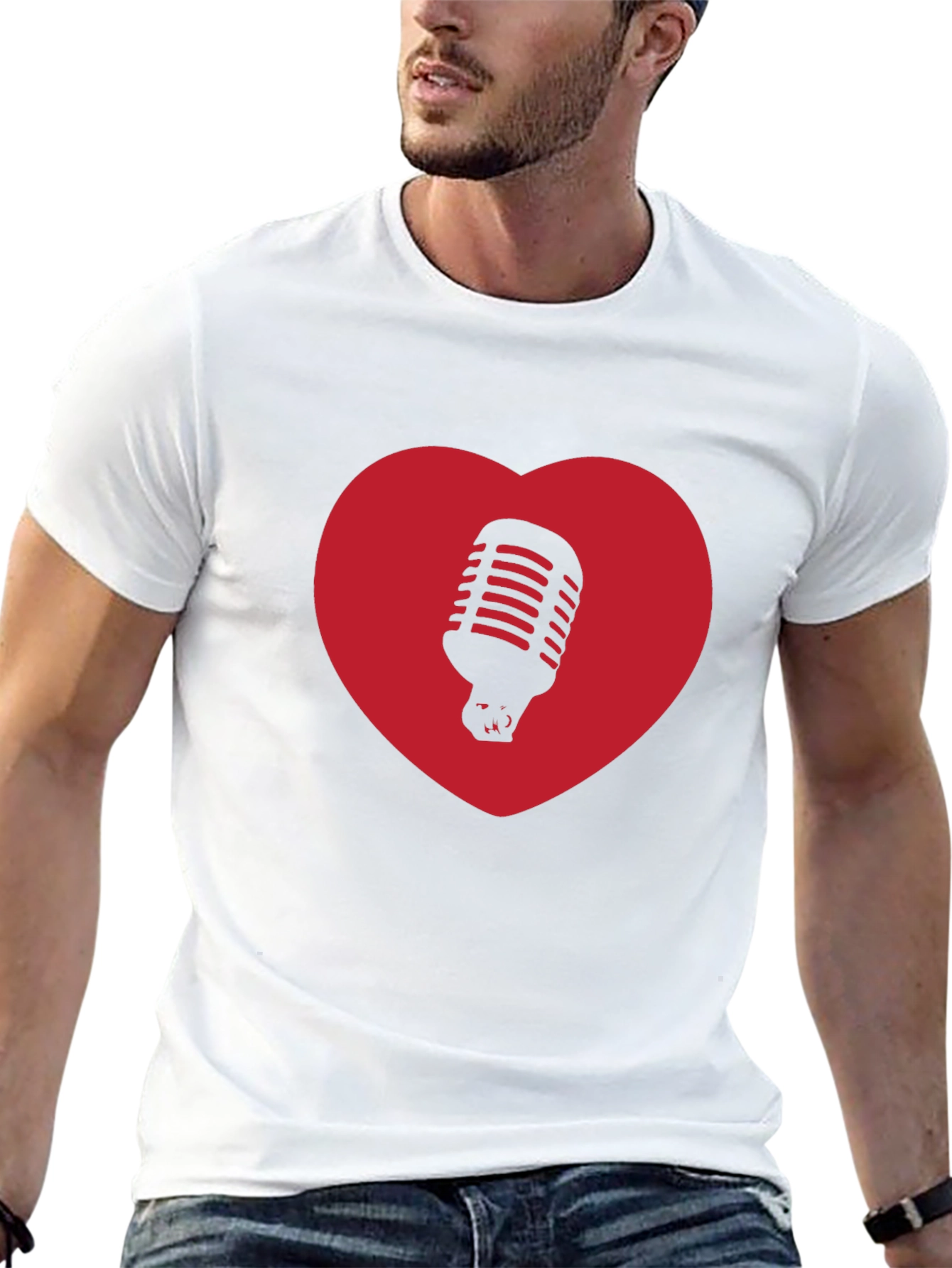 Black Retro Mic Heart T-Shirt - Music Lover Tee view 13