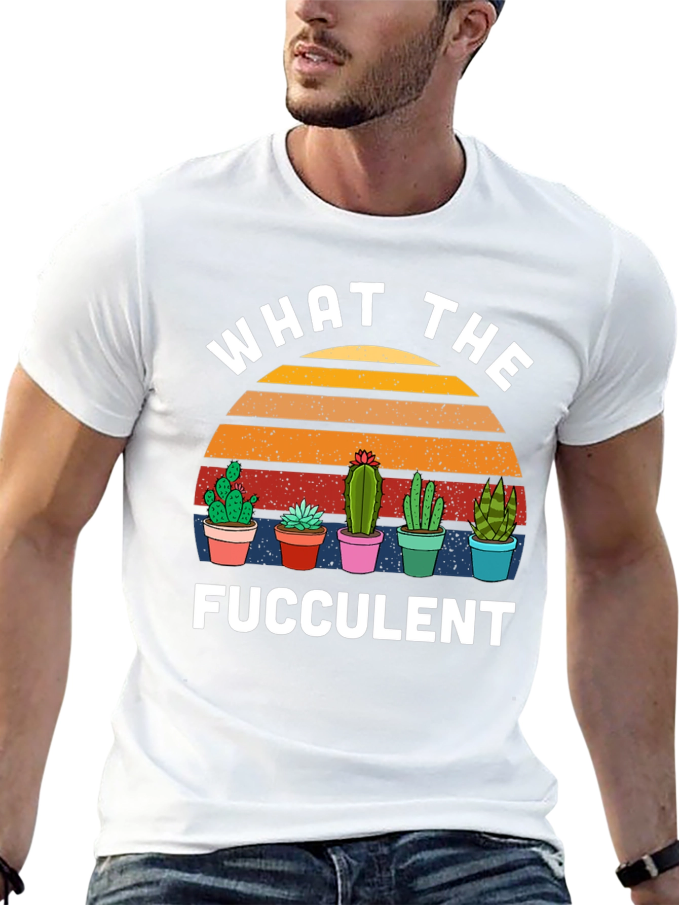 Black What the Fucculent T-Shirt Cactus Graphic Tee view 13