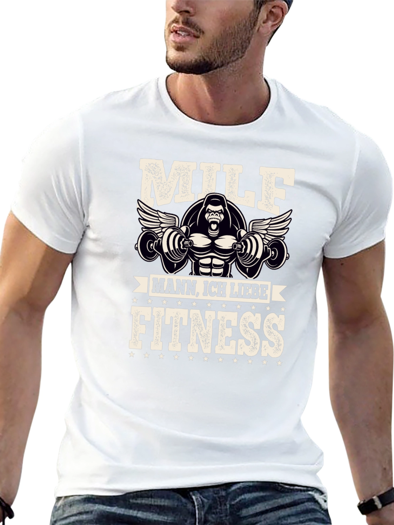 Black Milf Mann Fitness Gorilla Black Graphic Tee view 13