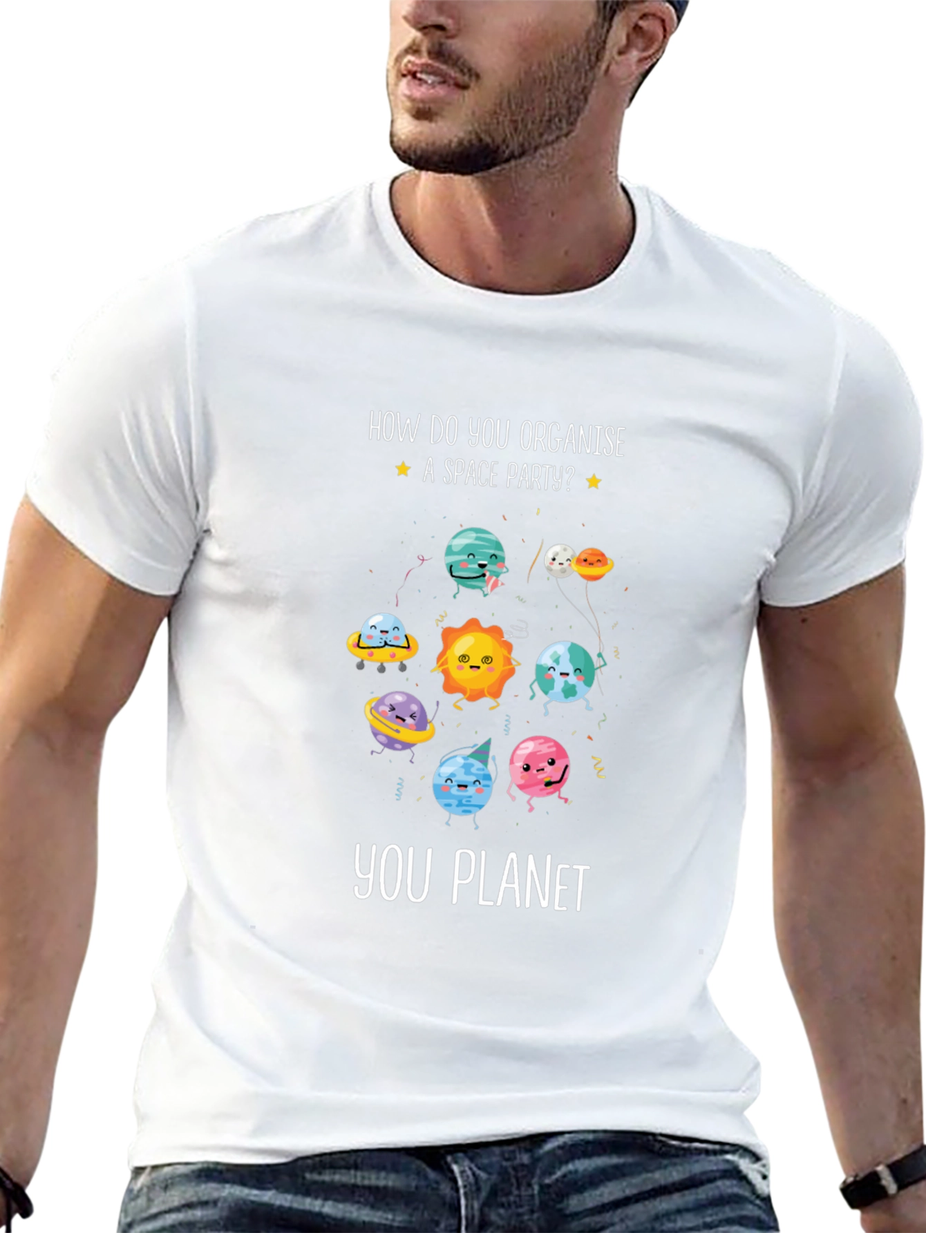 Black Space Party T-Shirt - How You Planet Funny Tee view 13