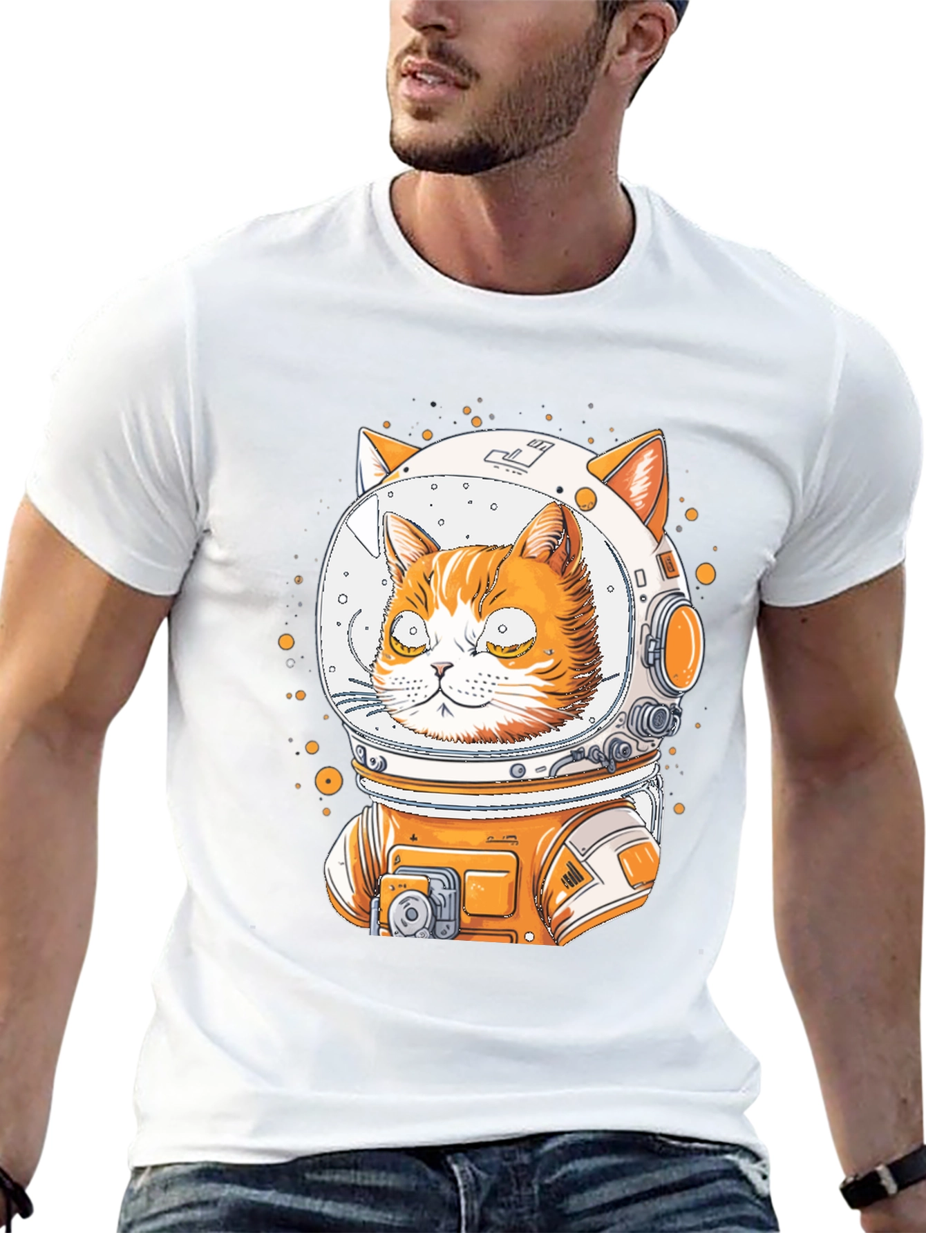 Black Astronaut Cat Graphic T-Shirt view 13