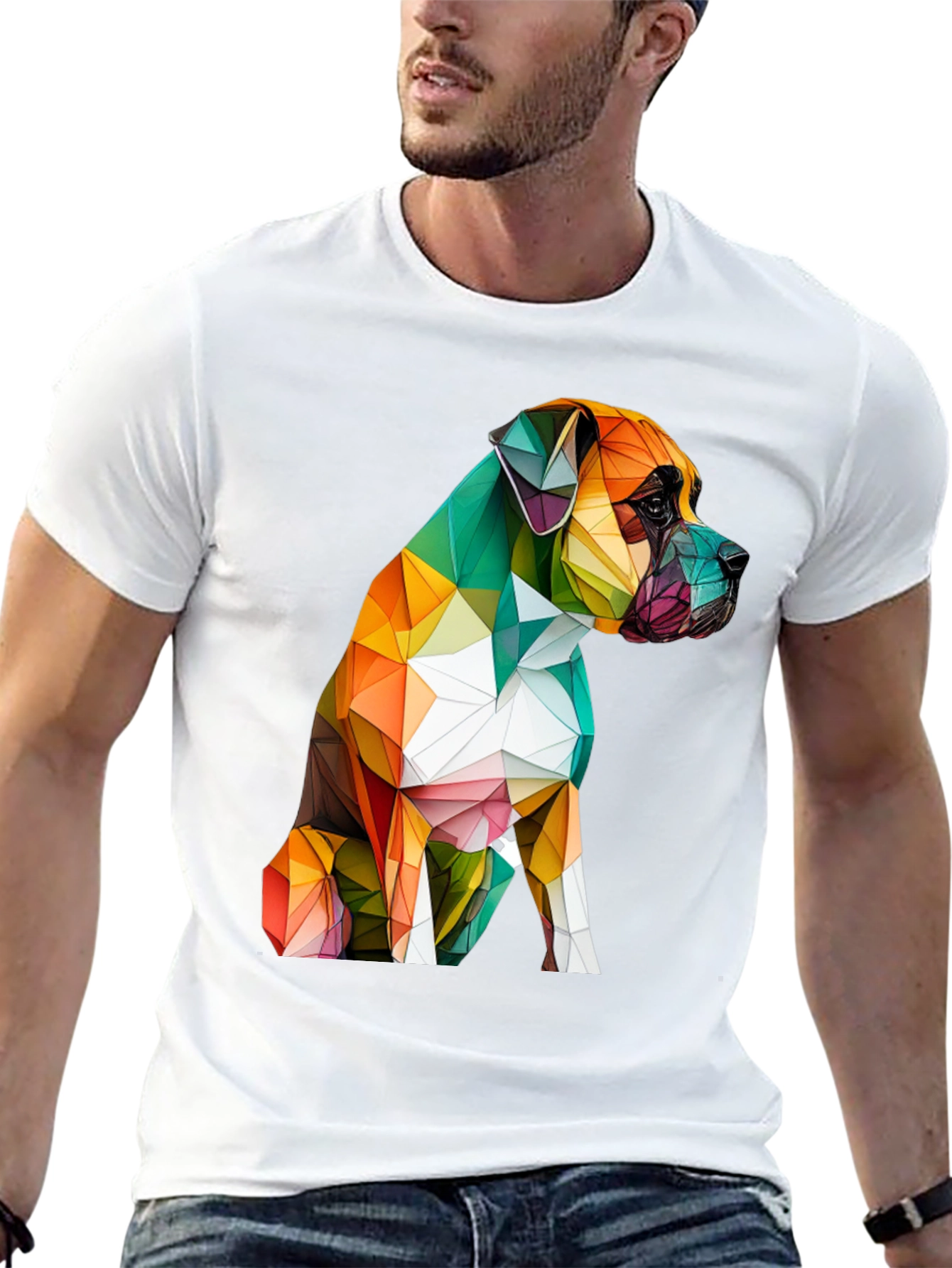 Black Geometric Dog Graphic Tee - Modern Art Shirt view 13