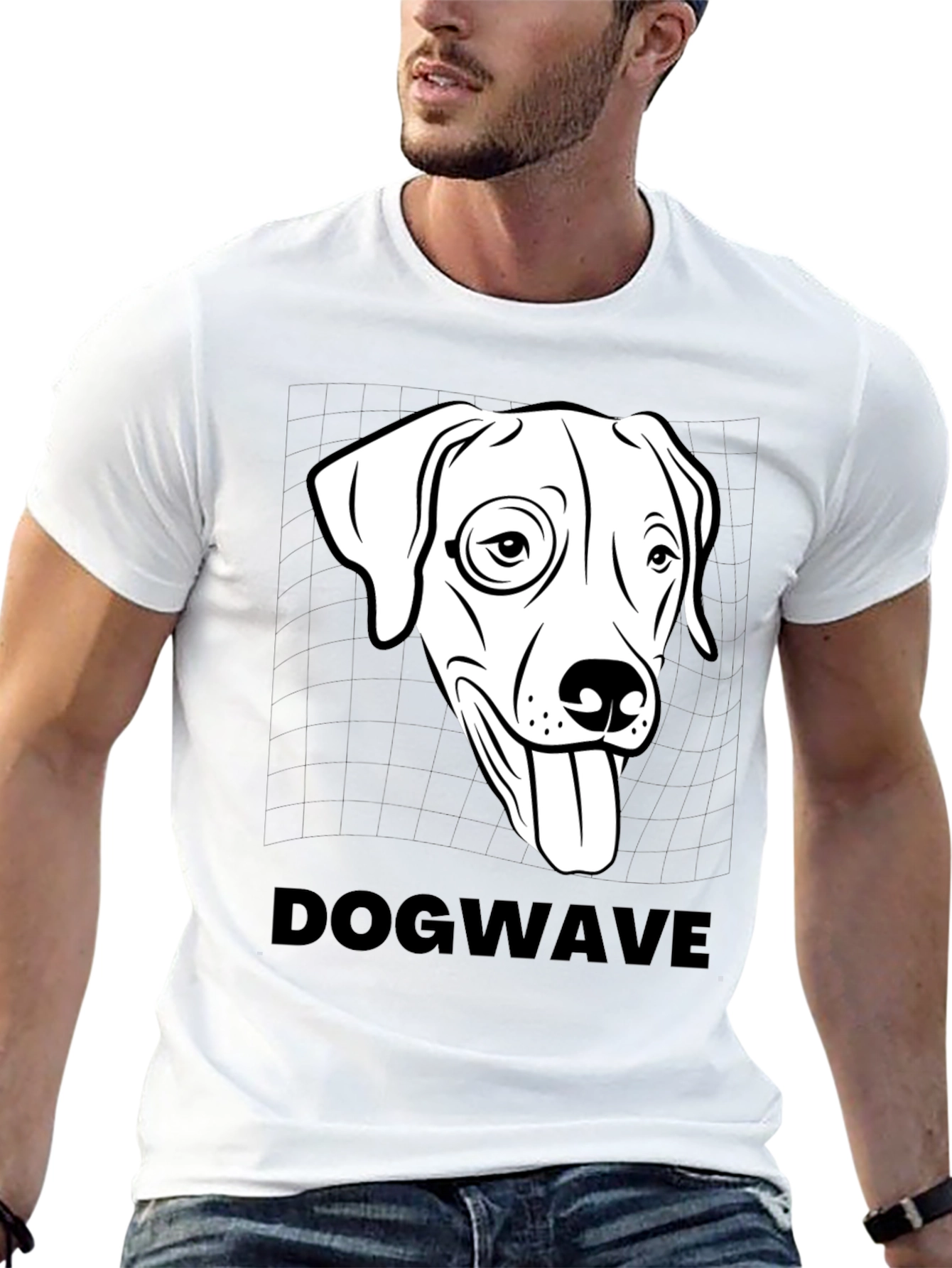 Black Dogwave Graphic Tee - Cool Canine T-Shirt view 13