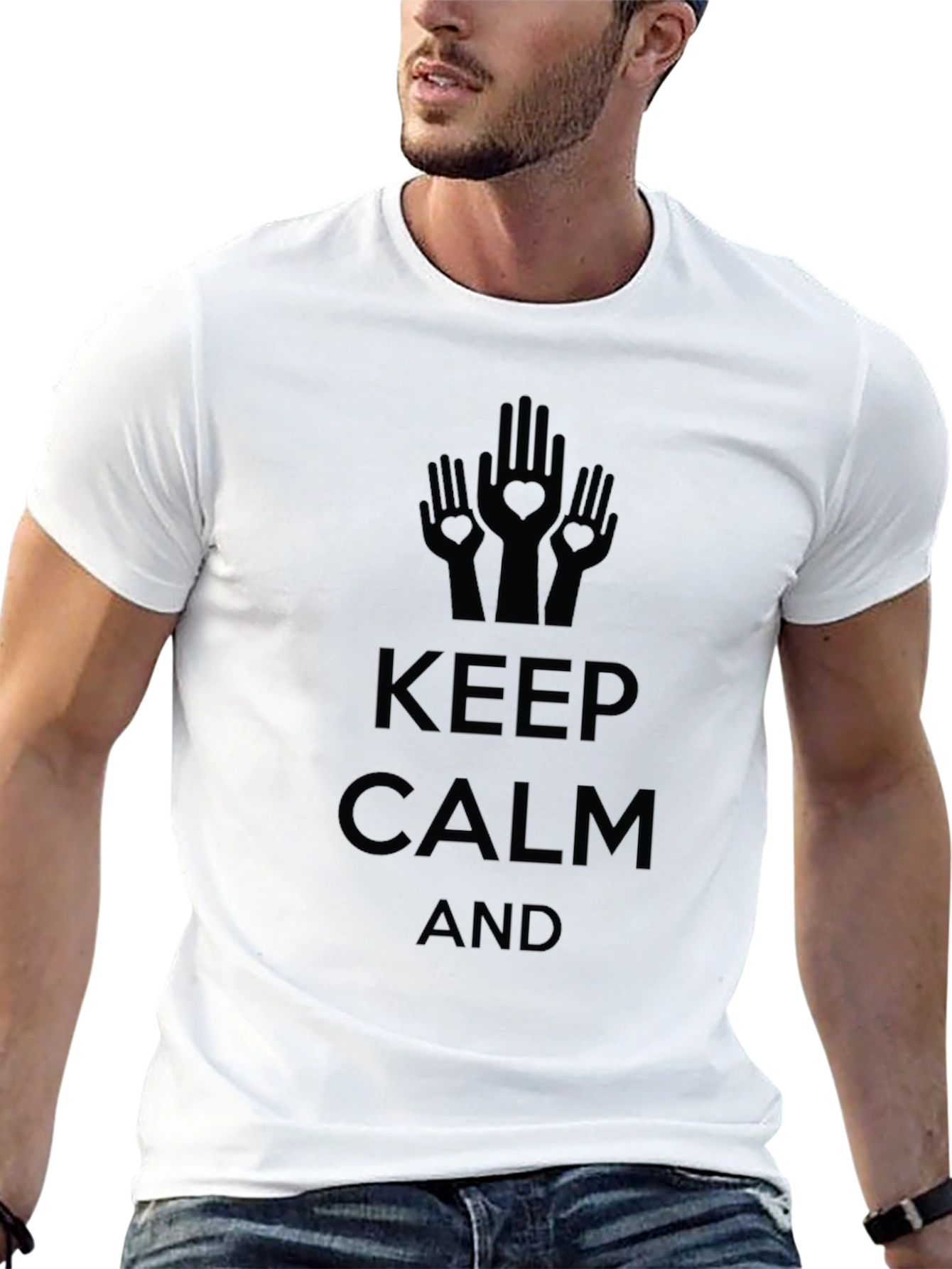 Black Keep Calm Graphic Tee - Black Cotton Blend view 13