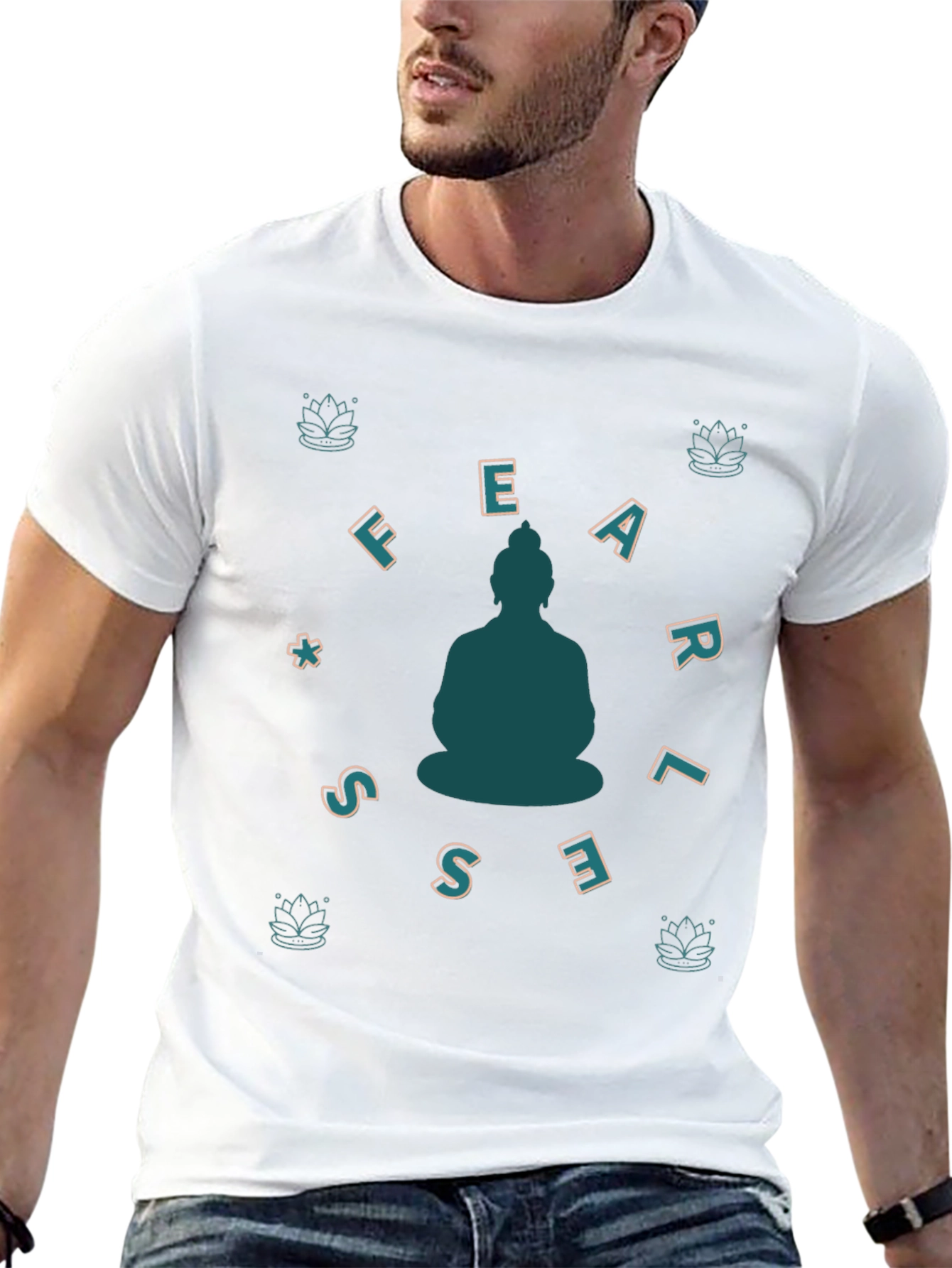 Black Fearless Buddha Graphic Tee view 13