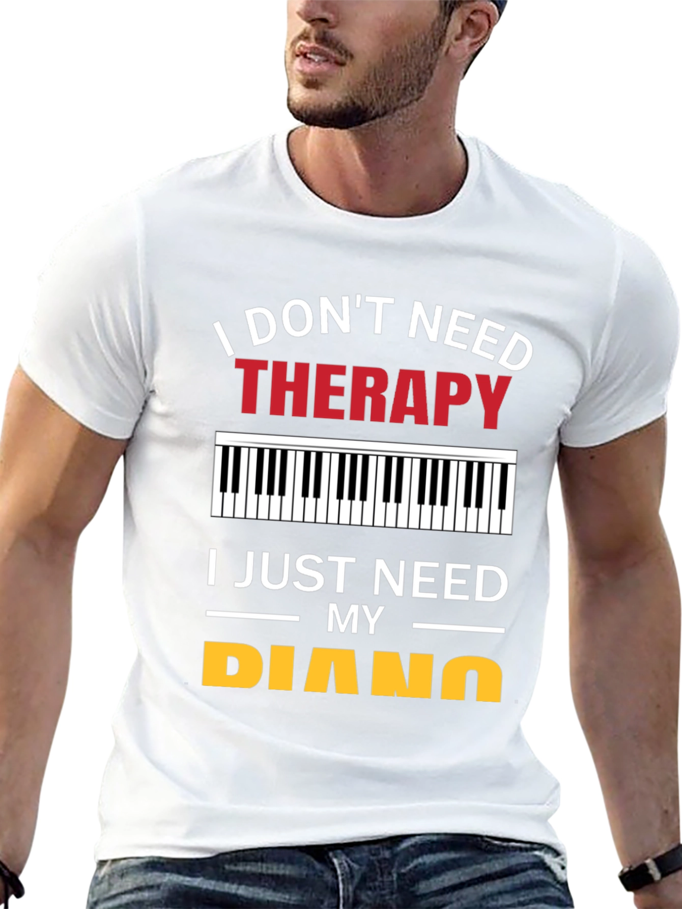 Black I Don't Need Therapy Piano T-Shirt view 13