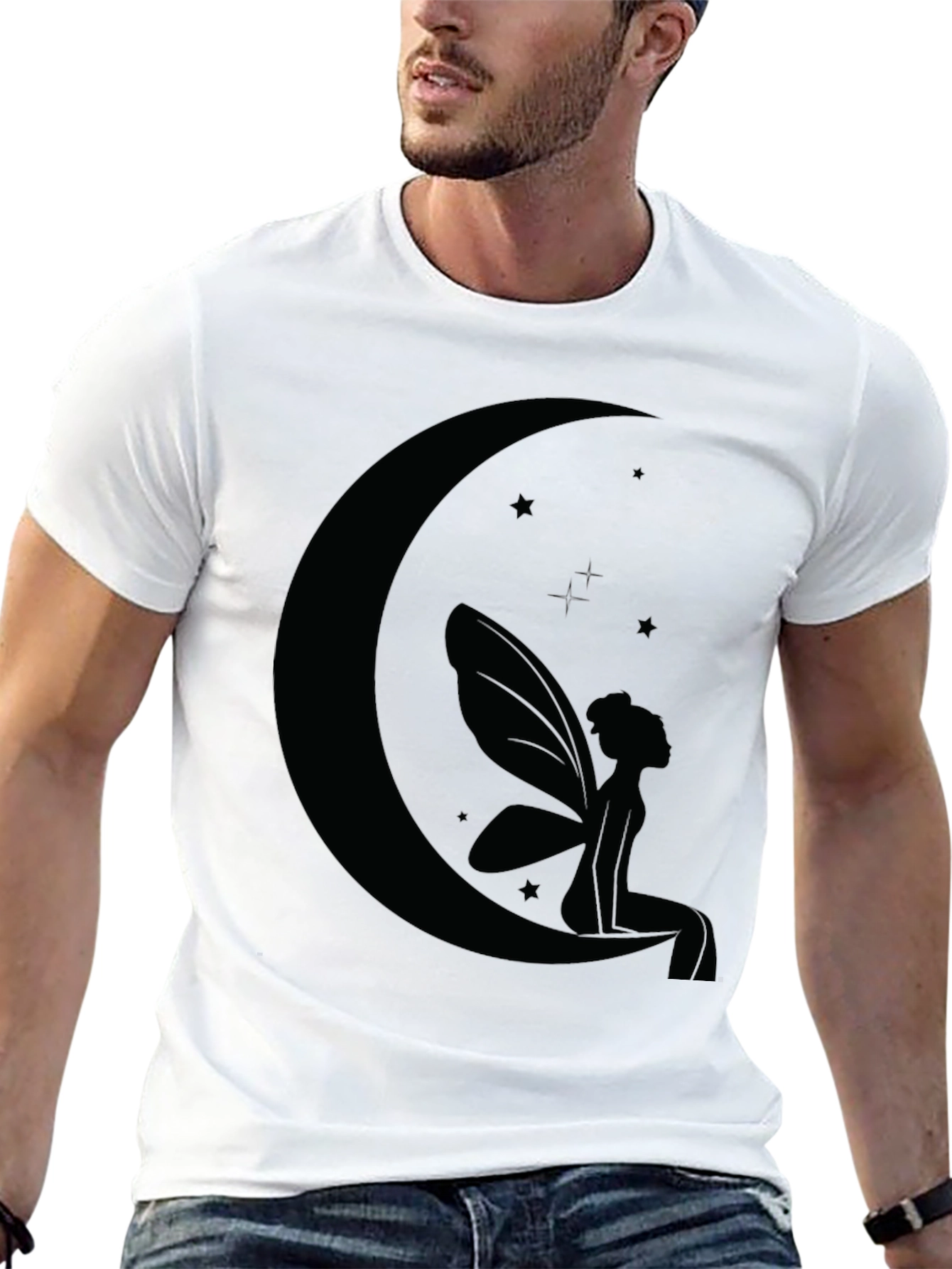 Black Moon Fairy Graphic Tee - Black Cotton Comfort view 13