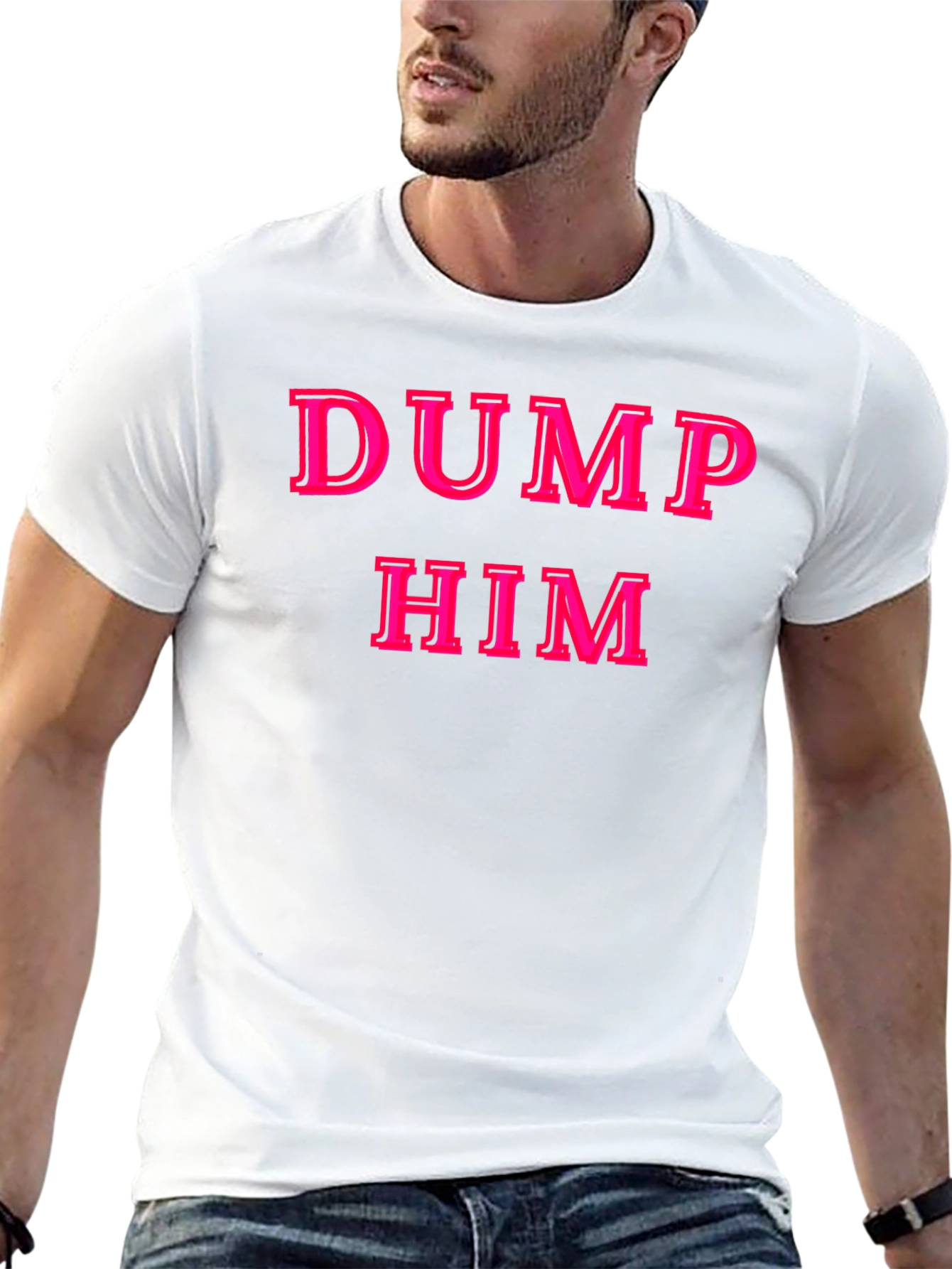 Black Dump Him Graphic T-Shirt - Bold Pink Text on Black view 13